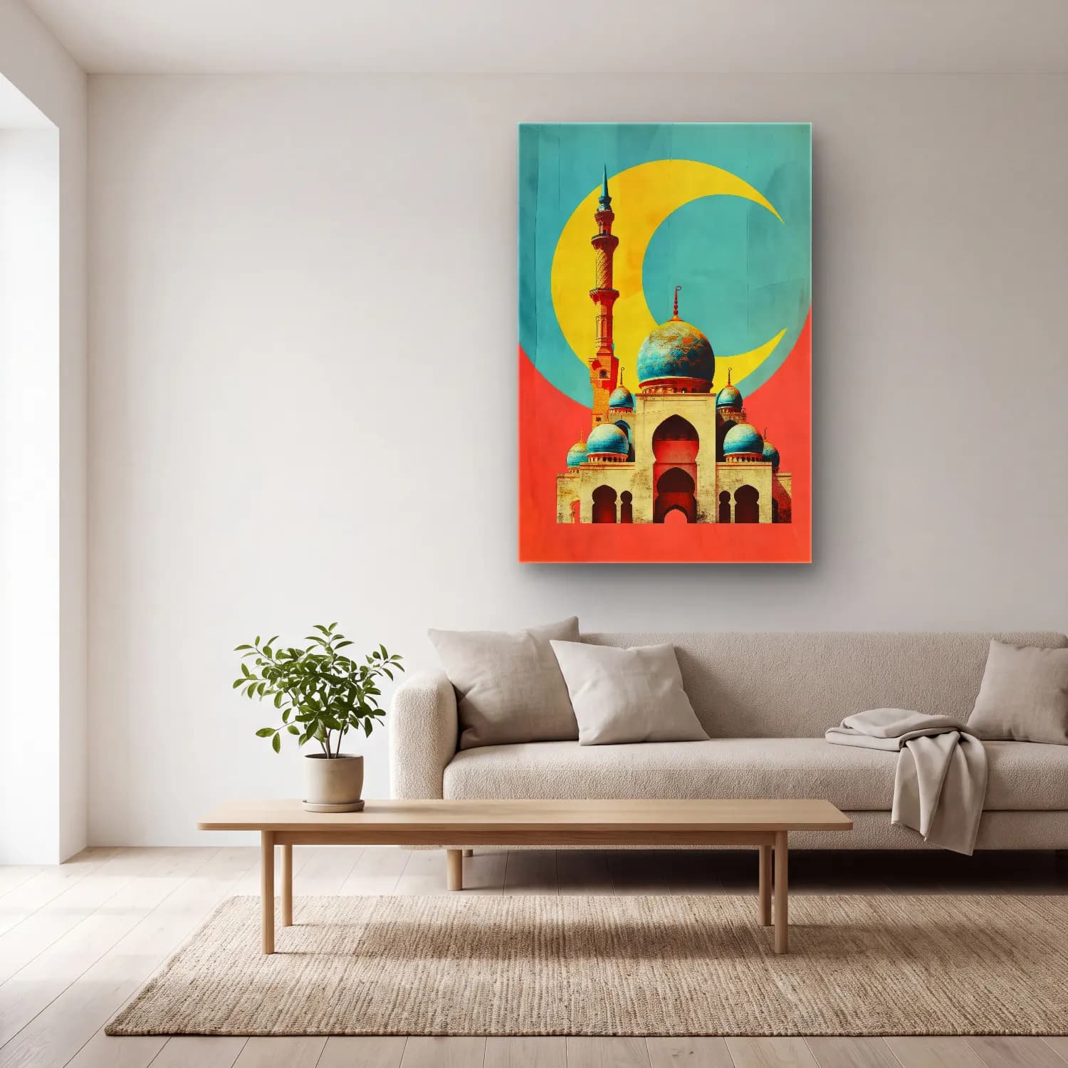 Vintage Poster İstanbul No. 6 cam tablo — açık renk salonda