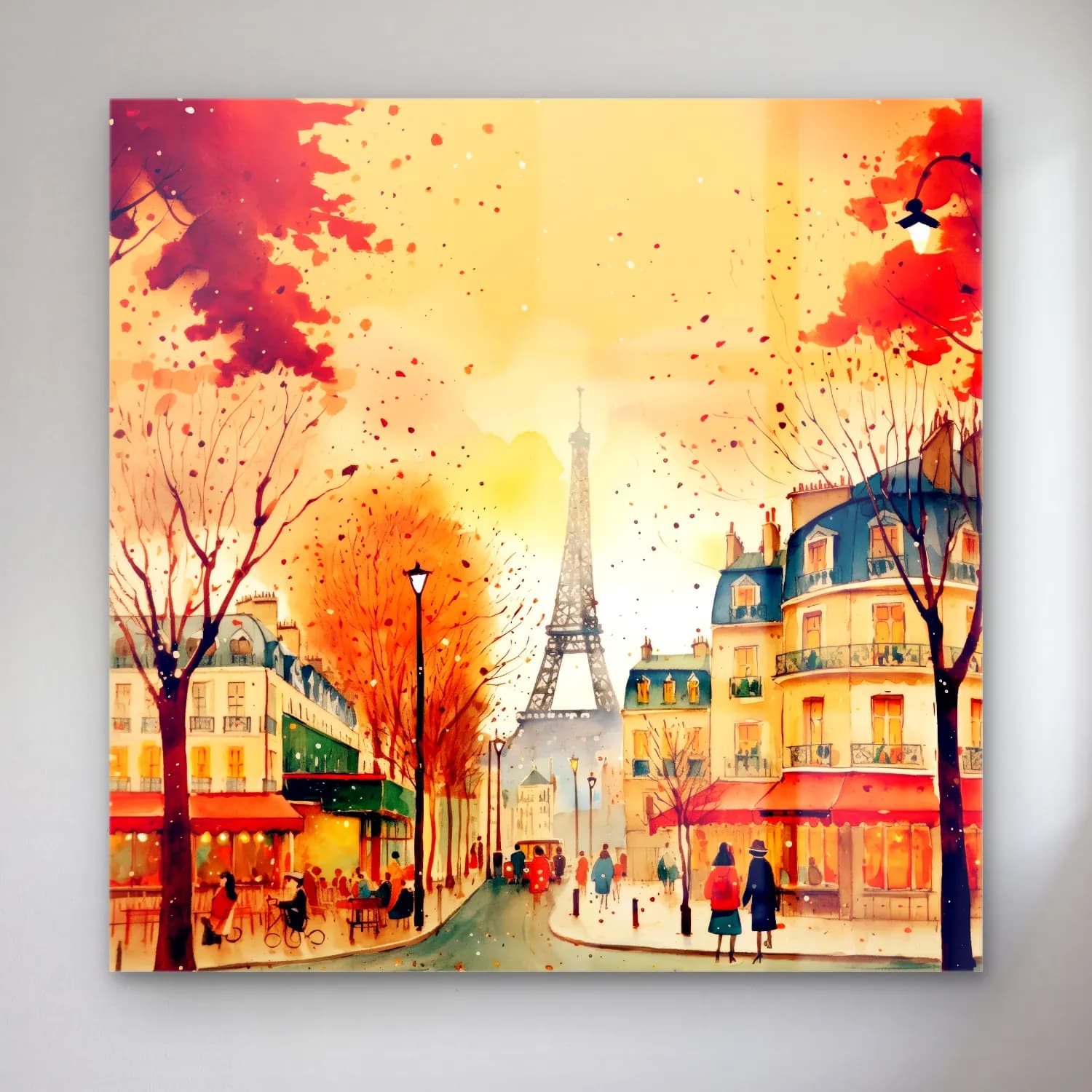 Suluboya Paris ve Eyfel Kulesi cam tablo — Suluboya Paris ve Eyfel Kulesi — suluboya paris ve eyfel kulesi