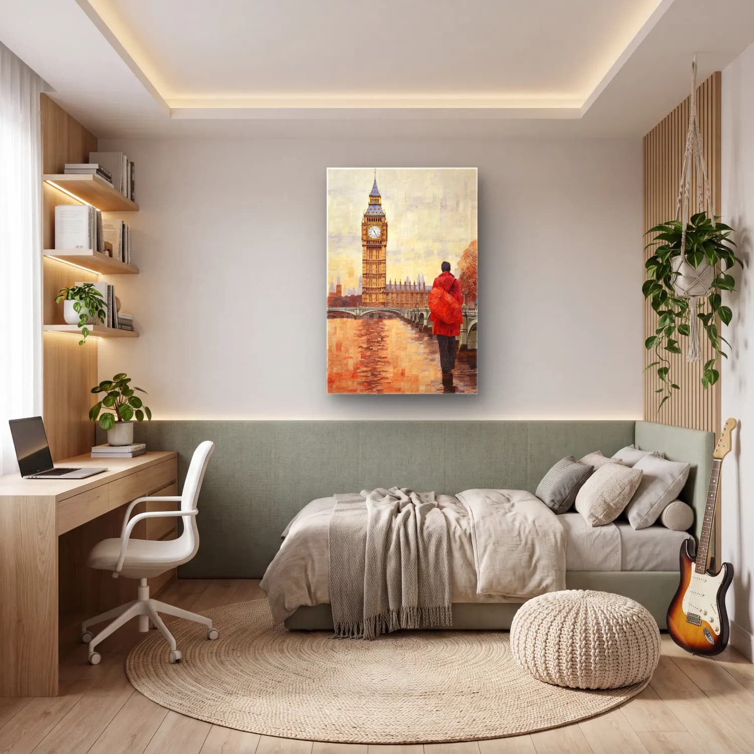 Yağlı Boya Londra No. 11 cam tablo — genç odasında