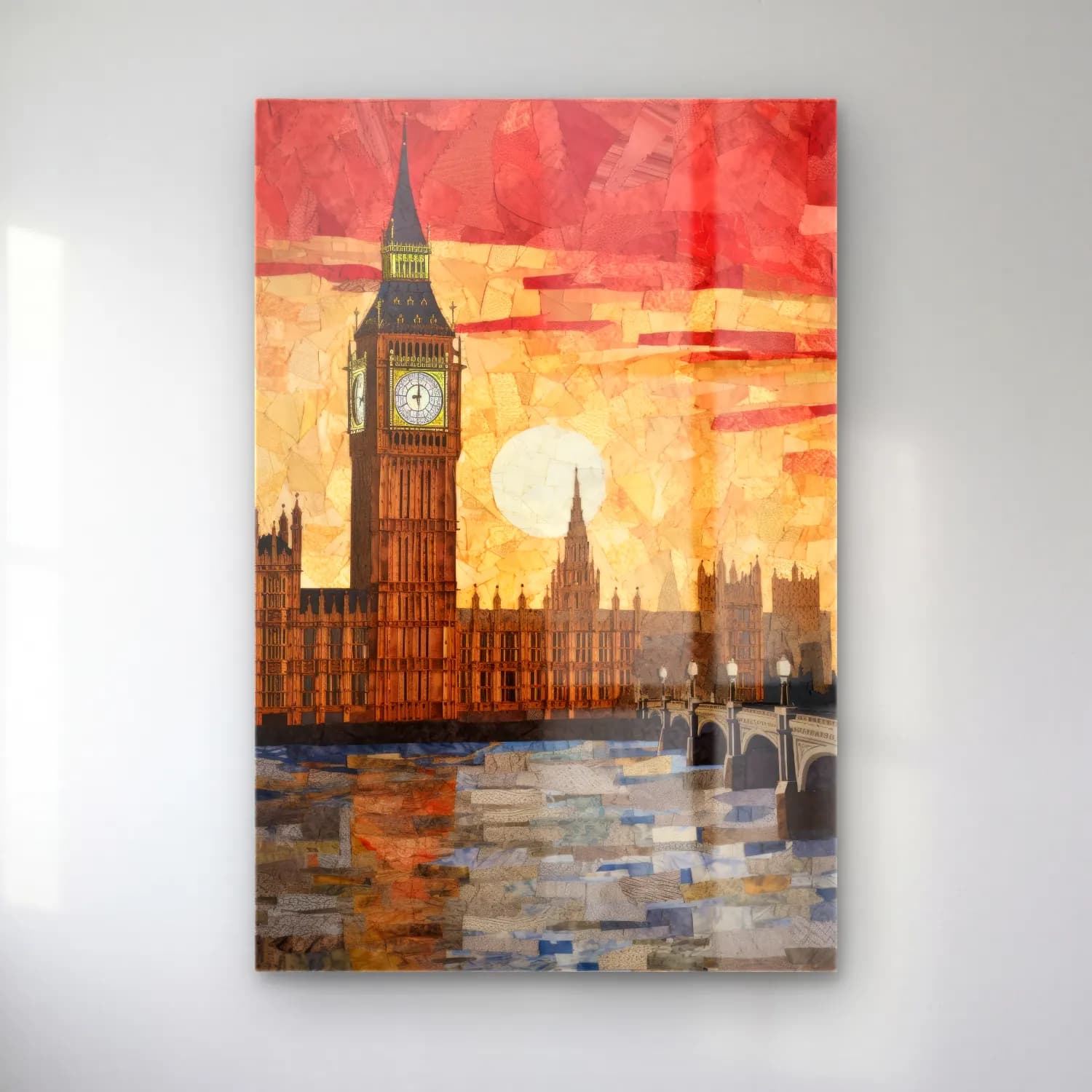 Empresyonist Londra – Turuncu Tonlar cam tablo — Empresyonist Londra – Turuncu Tonlar — empresyonist londra