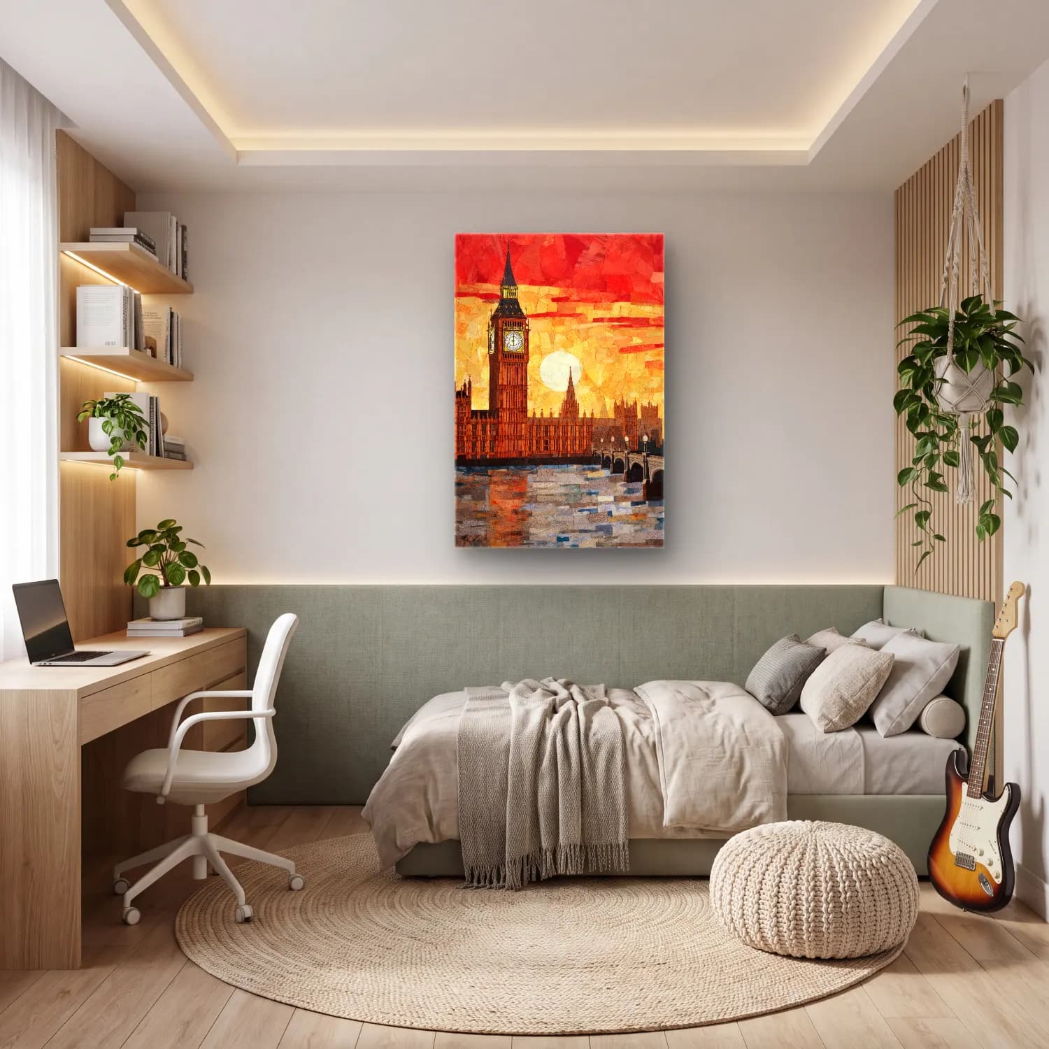 Empresyonist Londra – Turuncu Tonlar cam tablo — genç odasında