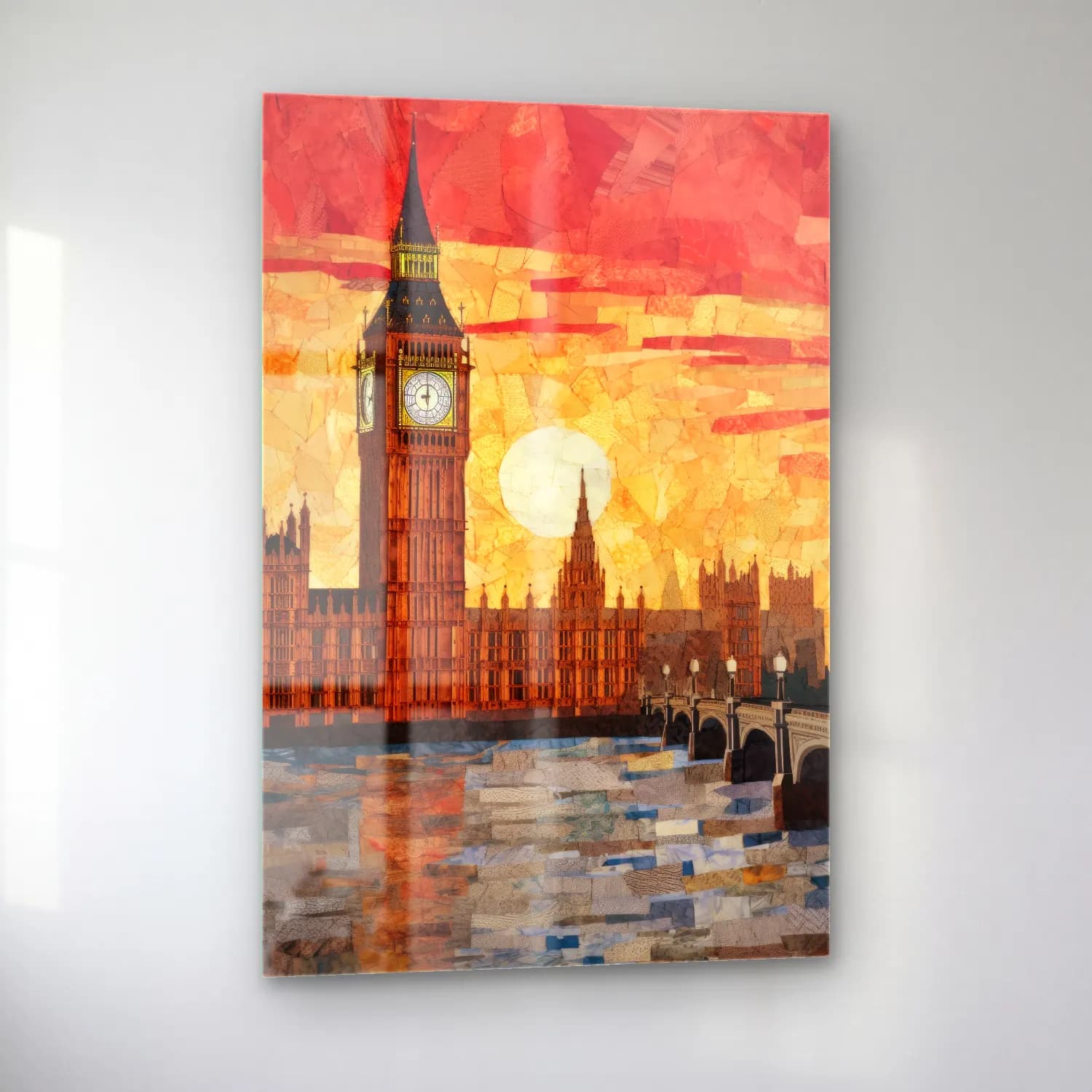 Empresyonist Londra – Turuncu Tonlar cam tablo — sol açıdan görünüm
