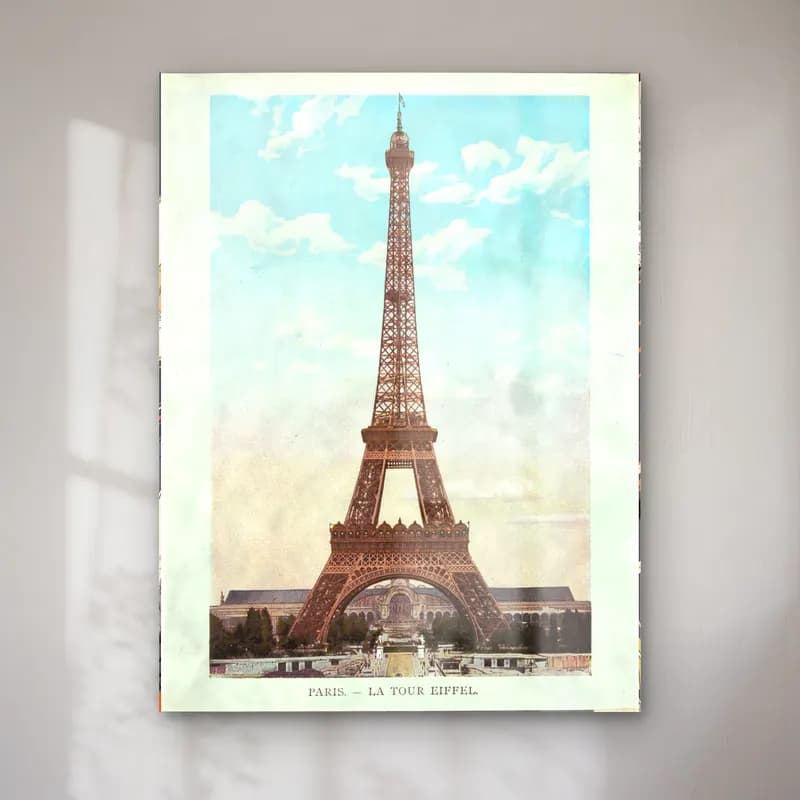 Vintage Paris ve Eyfel Kulesi – Pastel Tonlar cam tablo — Vintage Paris ve Eyfel Kulesi – Pastel Tonlar — vintage paris ve eyfel kulesi
