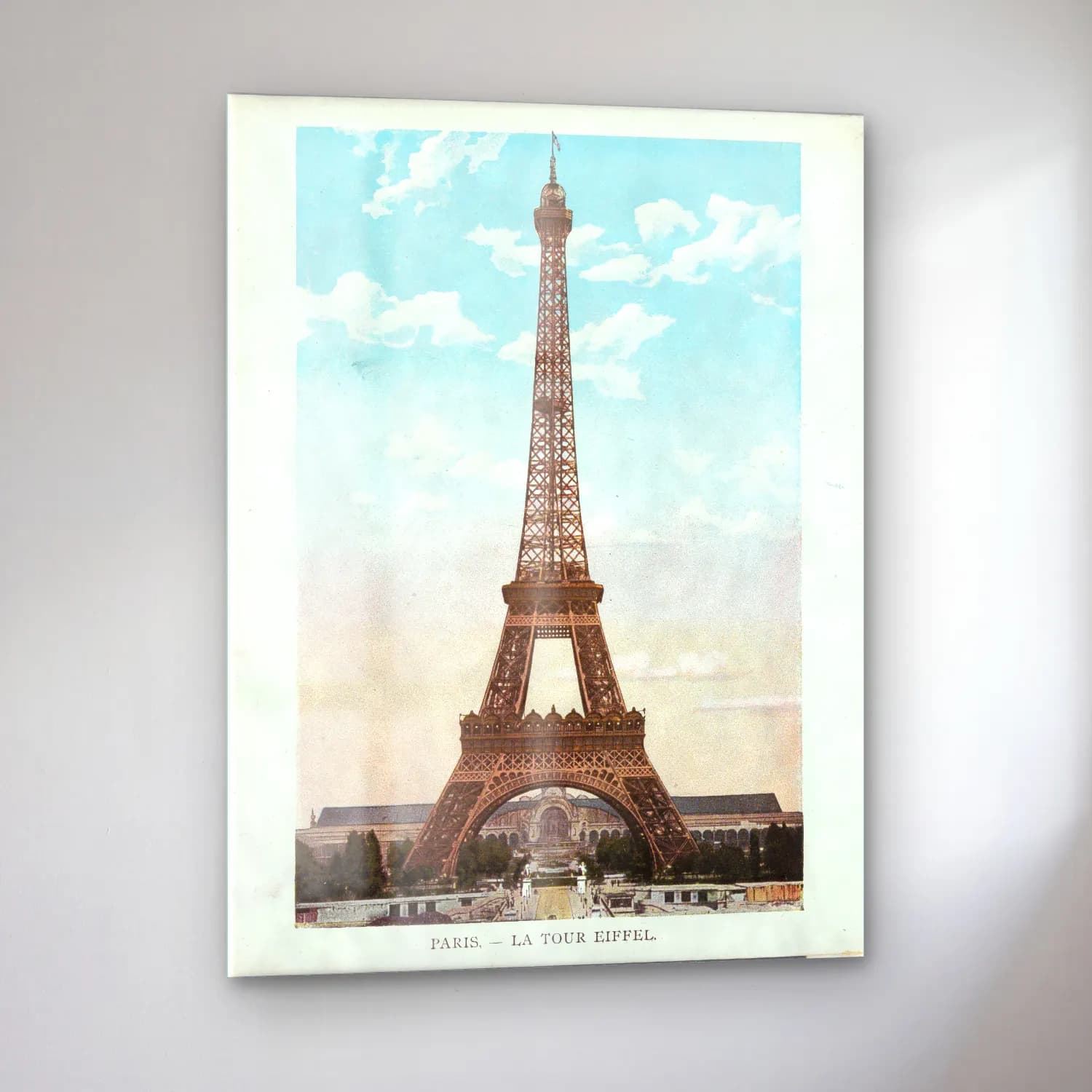 Vintage Paris ve Eyfel Kulesi – Pastel Tonlar cam tablo — sol açıdan görünüm