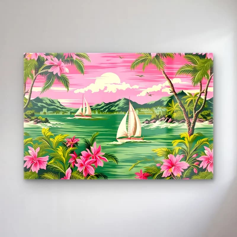 Pastel Yelkenliler – Pembe Tonlar cam tablo — Pastel Yelkenliler – Pembe Tonlar — pastel yelkenliler