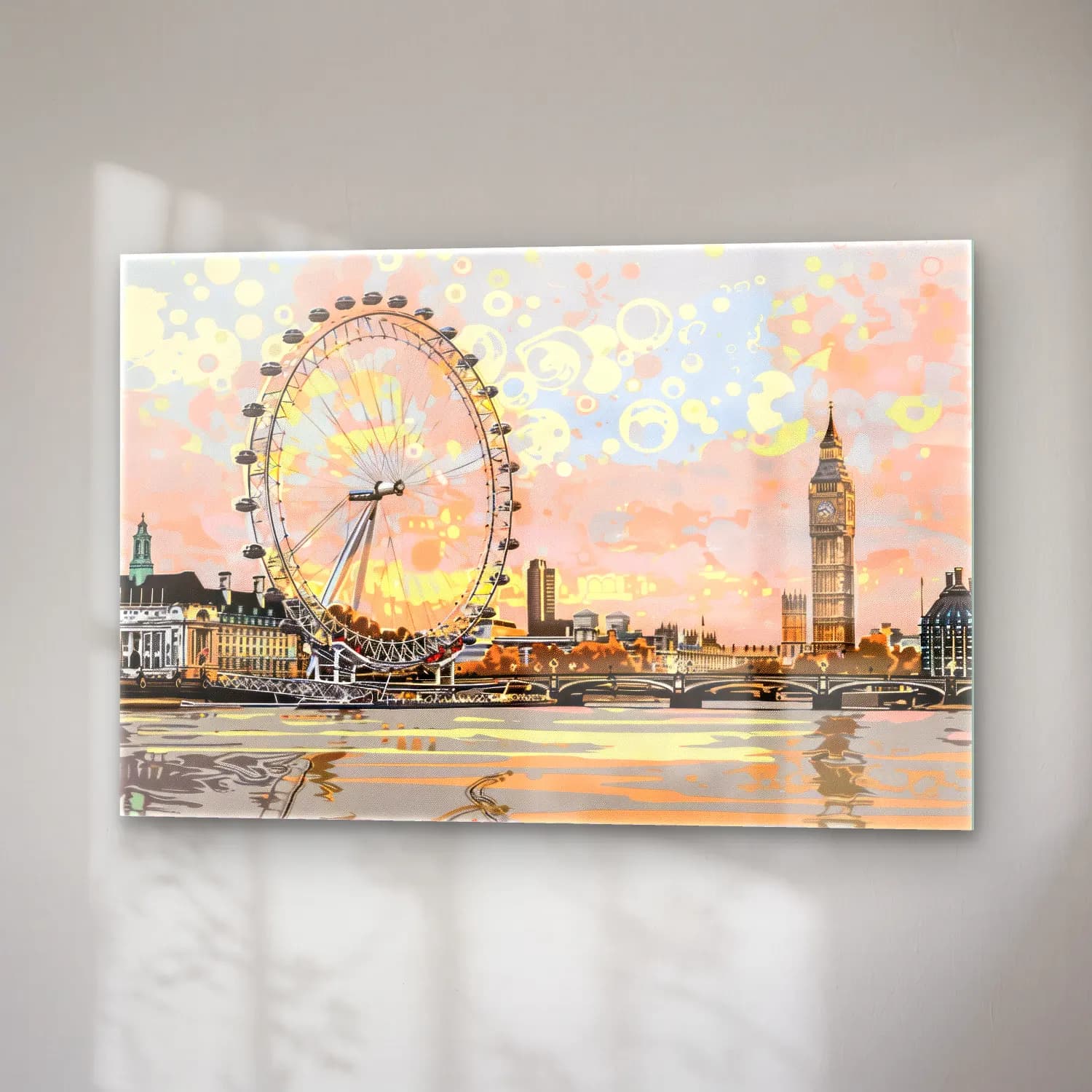 Pastel Londra cam tablo — sağ açıdan görünüm