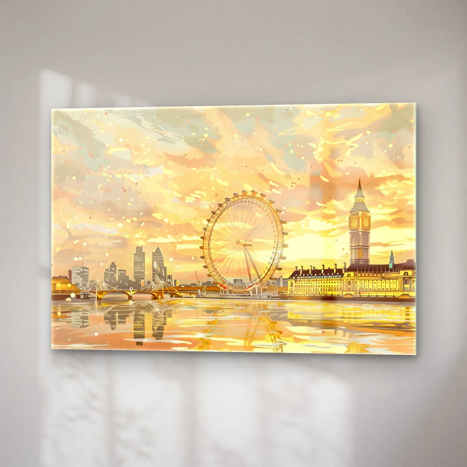 Pastel Londra – Bej Tonlar cam tablo — sağ açıdan görünüm