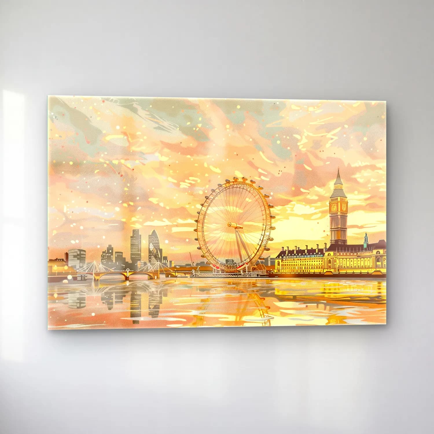 Pastel Londra – Bej Tonlar cam tablo — sol açıdan görünüm