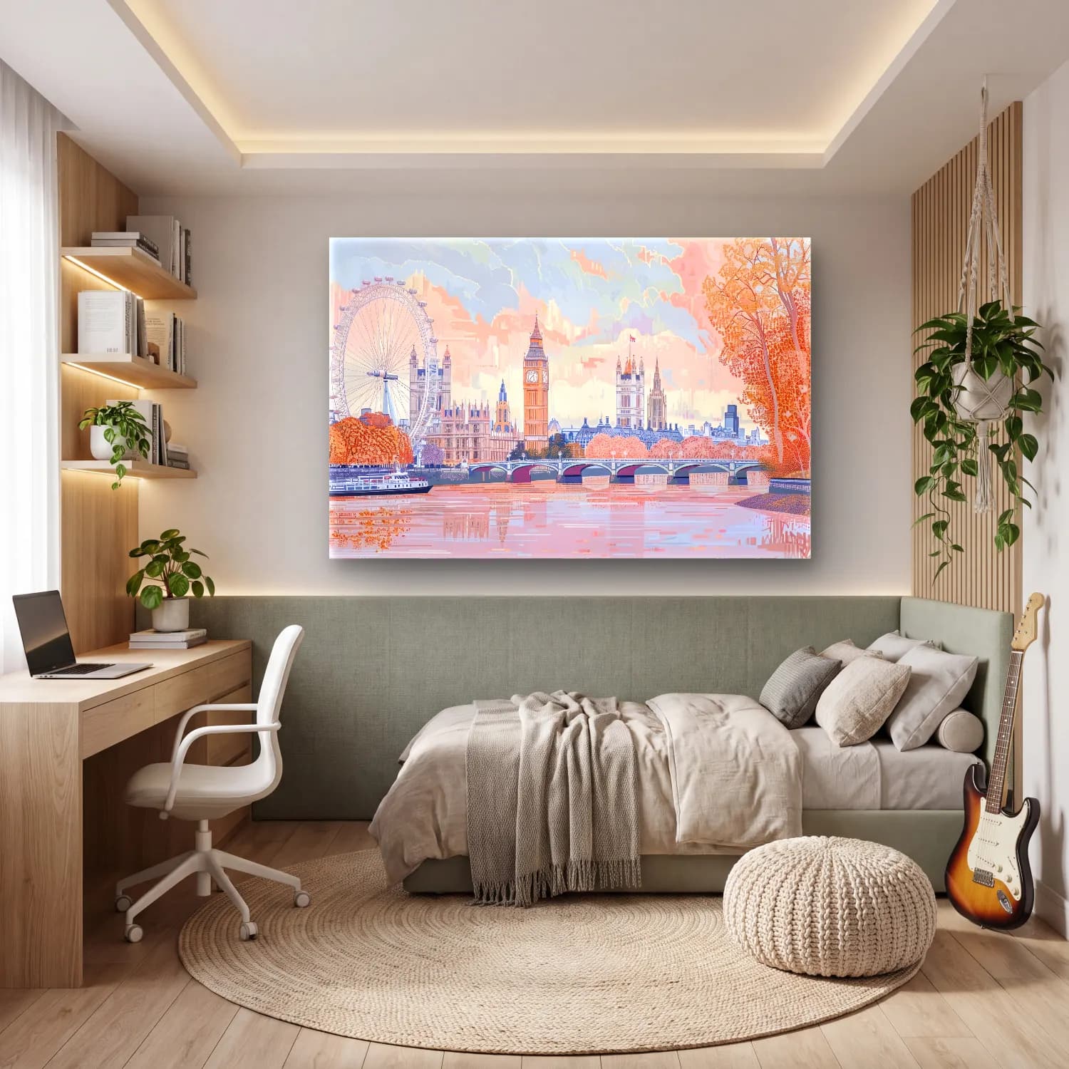 Pastel Londra – Pembe Tonlar cam tablo — genç odasında