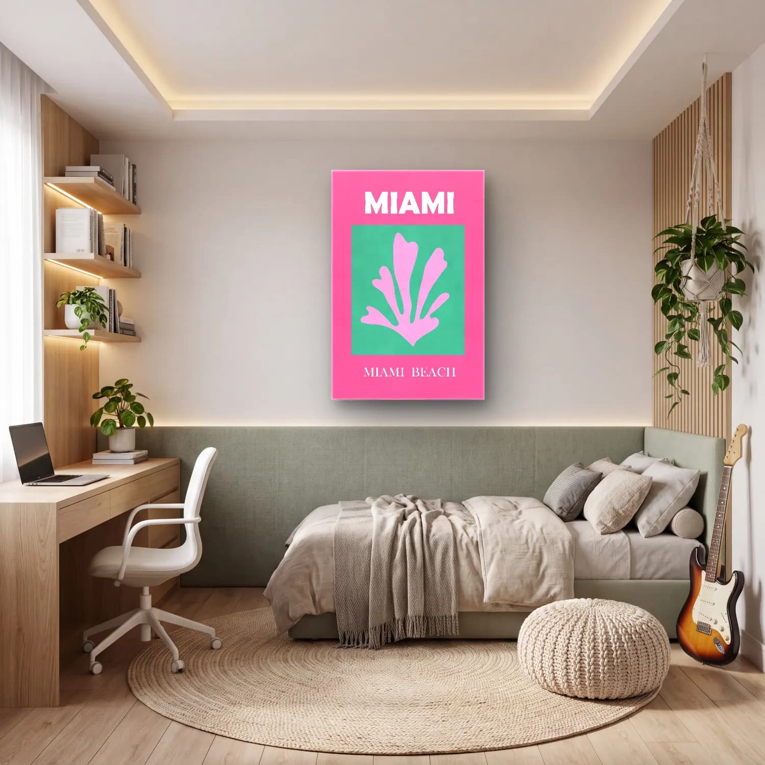 Pastel Flamingo No. 5 cam tablo — genç odasında