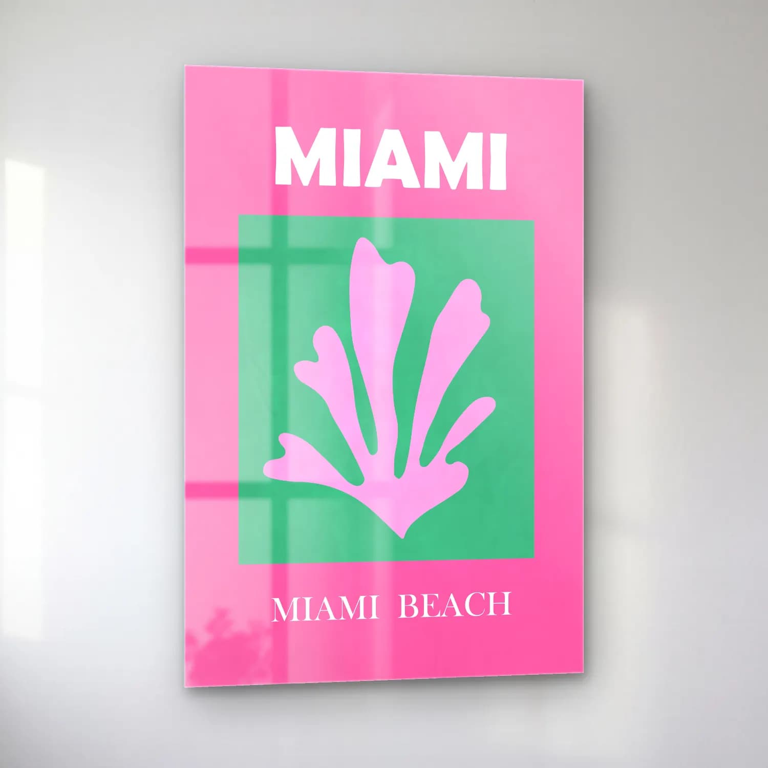Pastel Flamingo No. 5 cam tablo — sol açıdan görünüm