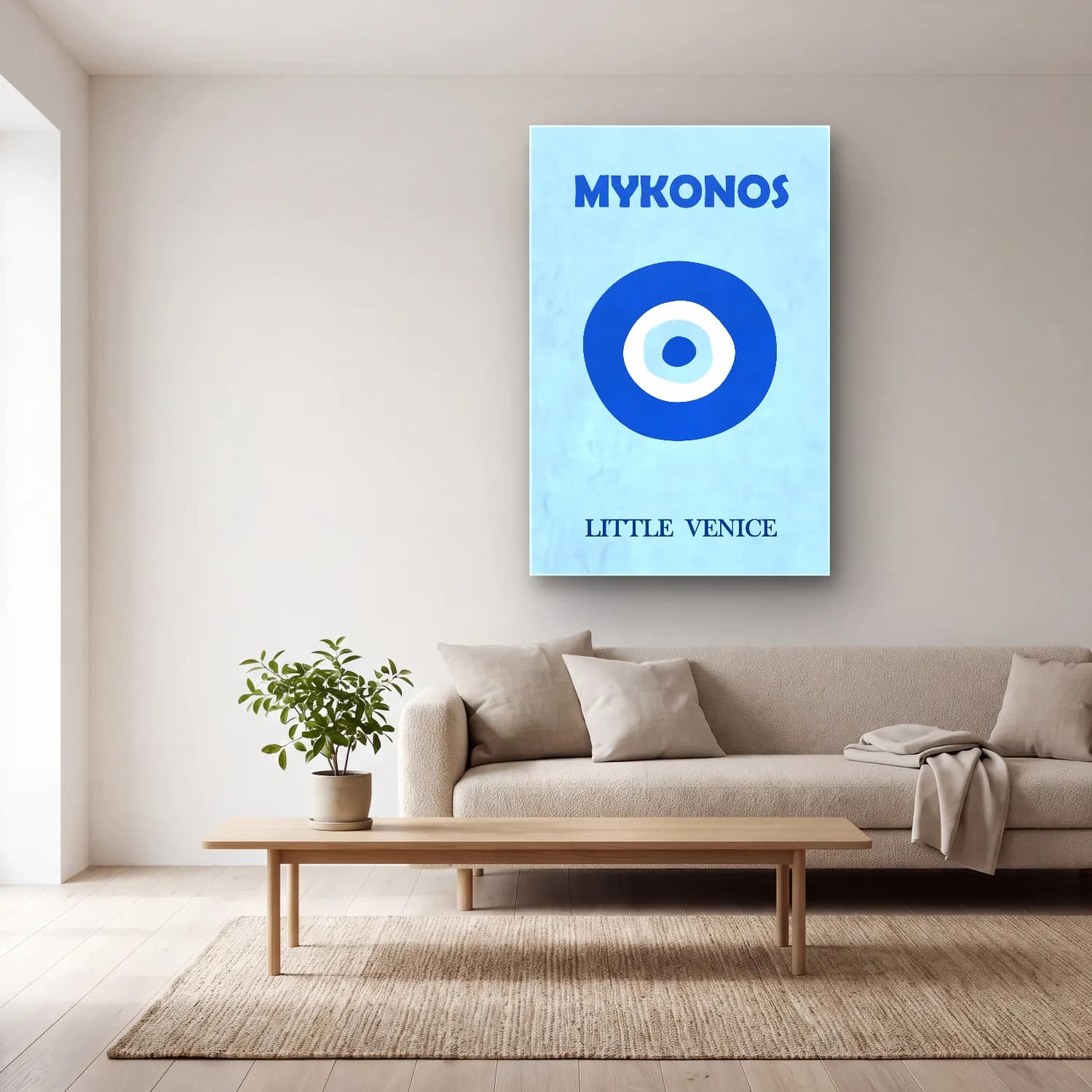 Bauhaus Yazılı Tasarım No. 6 cam tablo — açık renk salonda