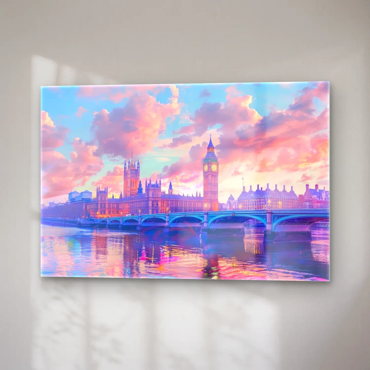 Pastel Londra No. 6 cam tablo — sağ açıdan görünüm