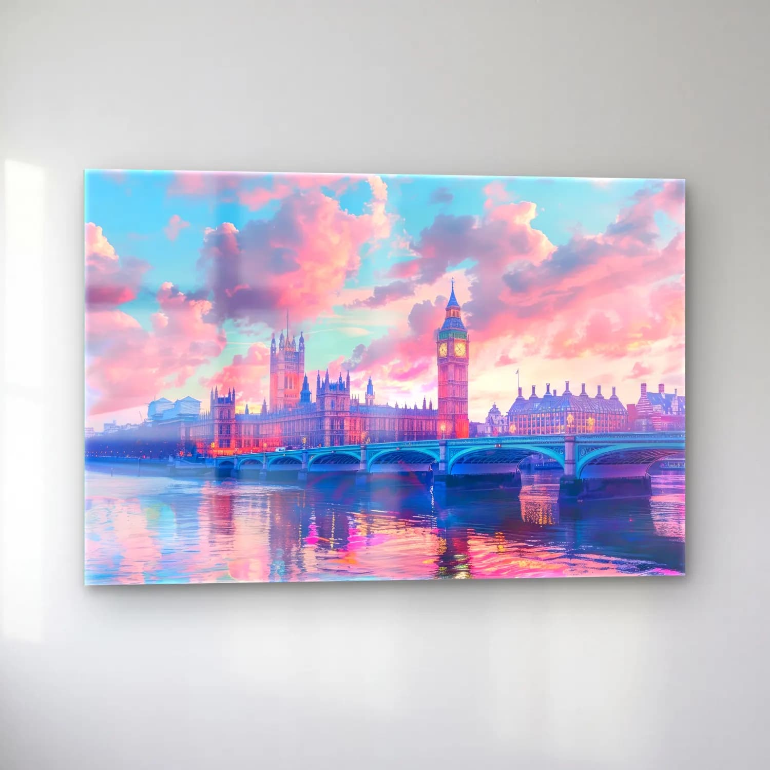 Pastel Londra No. 6 cam tablo — sol açıdan görünüm