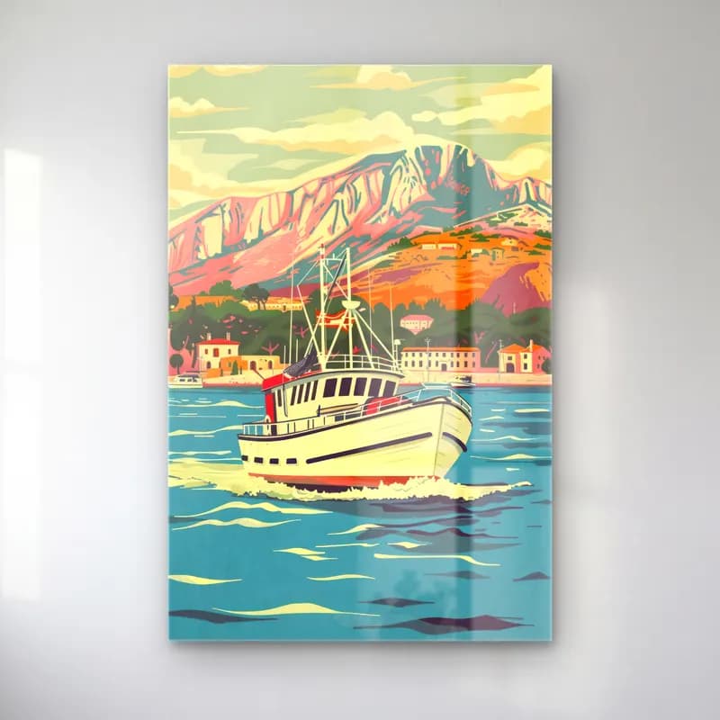 Vintage Akdeniz Sahil Kasabası No. 11 cam tablo — Vintage Akdeniz Sahil Kasabası No. 11 — vintage akdeniz sahil kasabası
