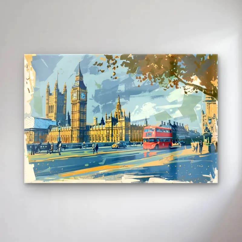 Vintage Londra – Turkuaz Tonlar cam tablo — Vintage Londra – Turkuaz Tonlar — vintage londra