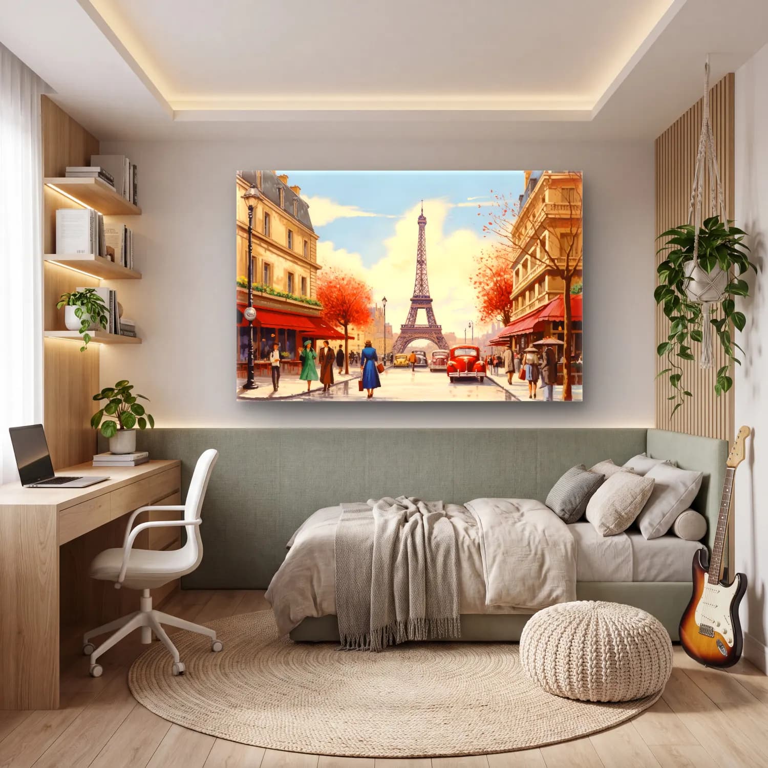 Vintage Paris ve Eyfel Kulesi No. 4 cam tablo — genç odasında