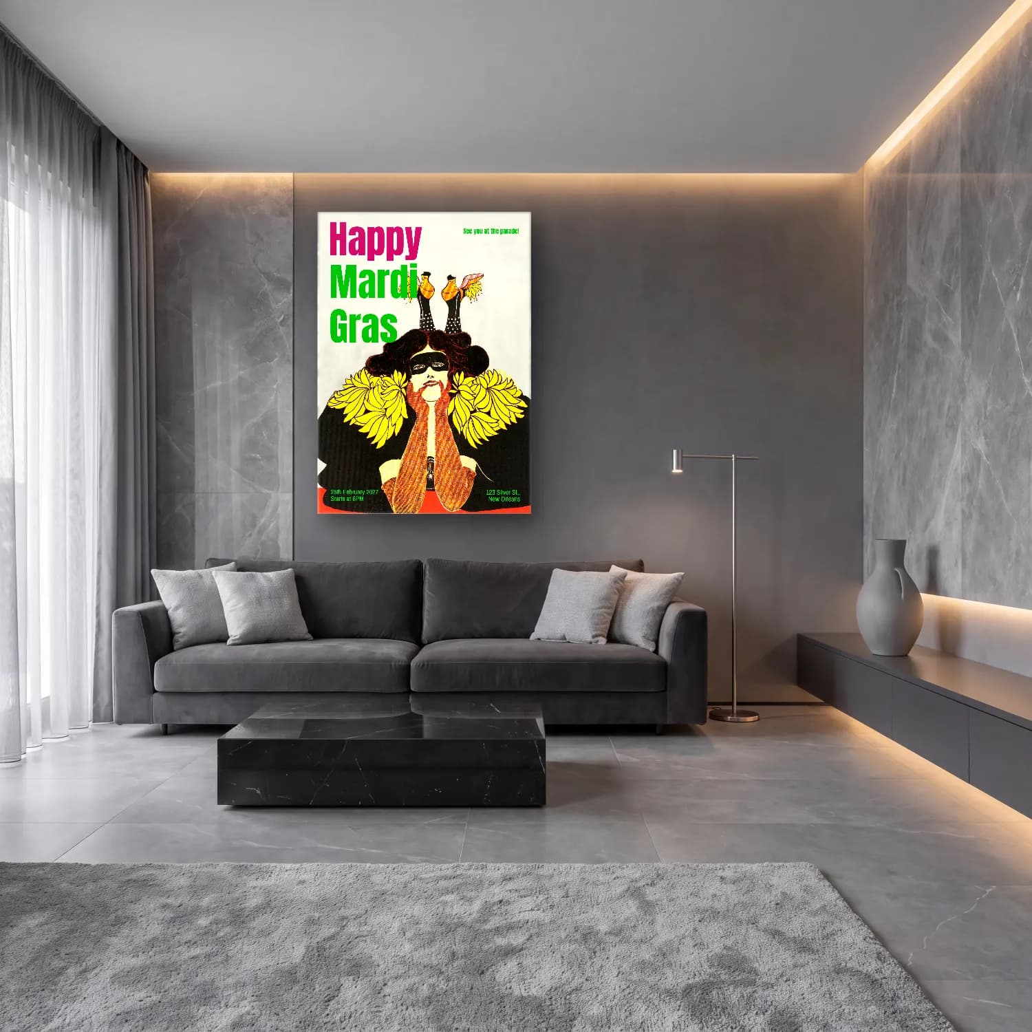 Vintage Poster Şapkalı Kadın – Sarı Tonlar cam tablo — lüks salon duvarında