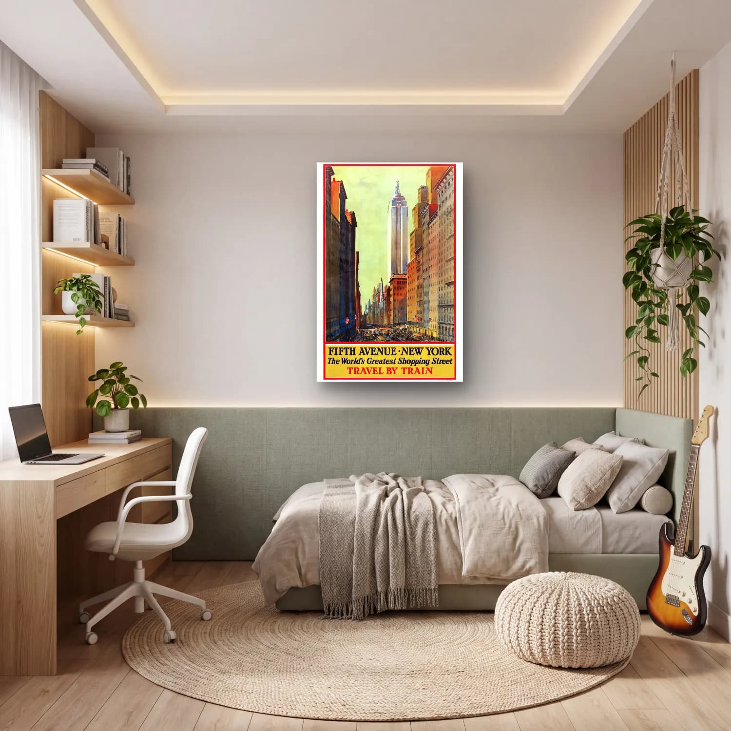 Vintage Poster Kalabalık Cadde No. 12 cam tablo — genç odasında