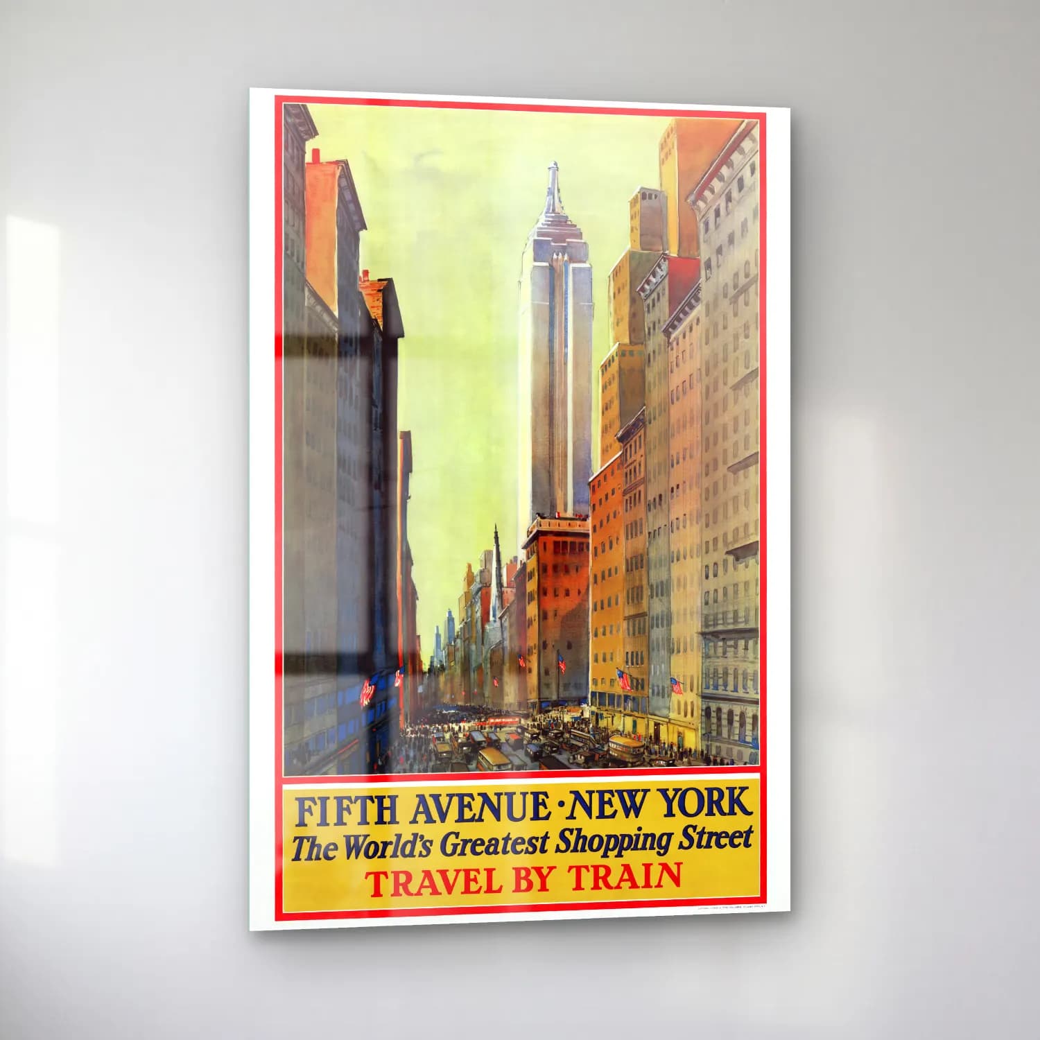 Vintage Poster Kalabalık Cadde No. 12 cam tablo — sol açıdan görünüm