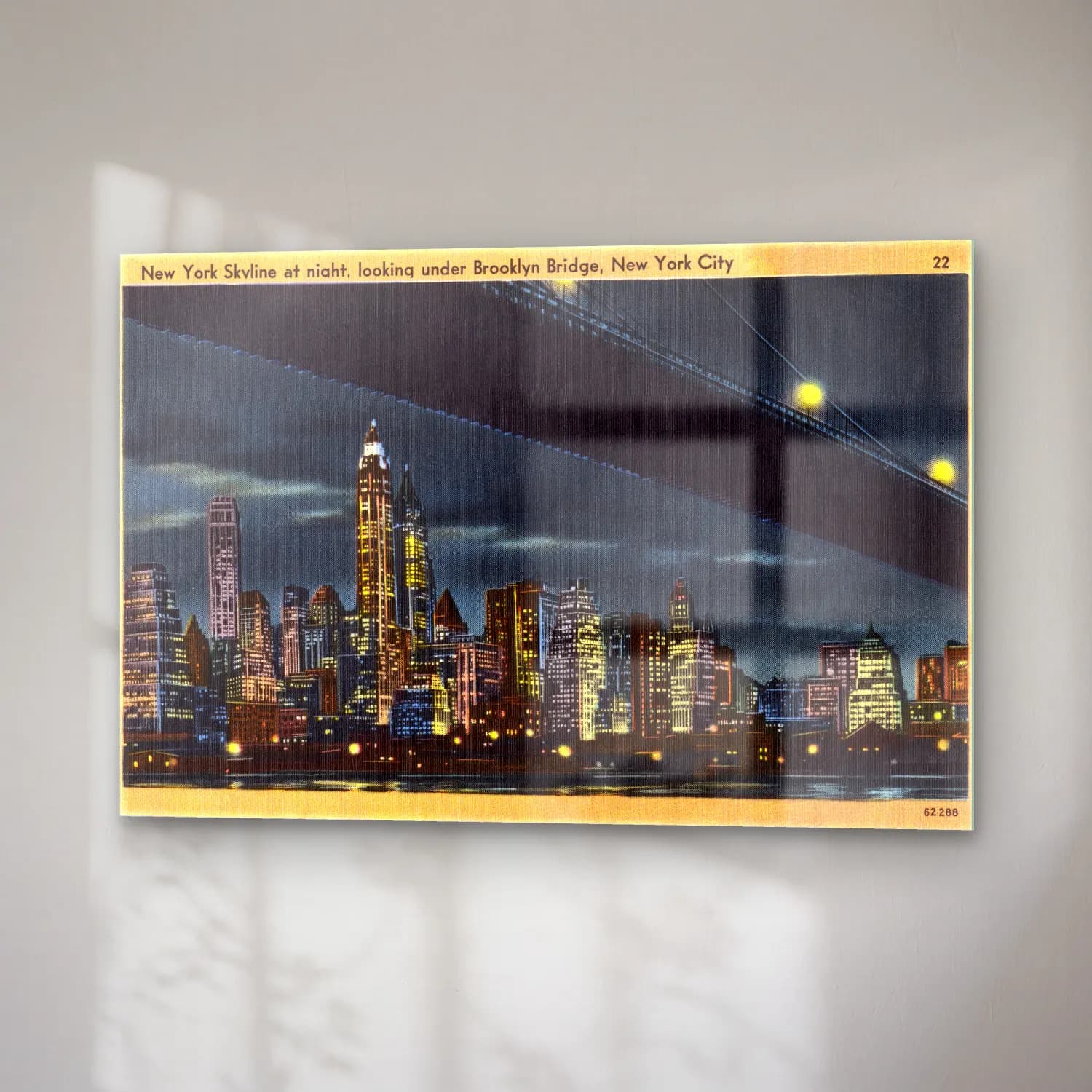Vintage Poster Gece Şehir No. 13 cam tablo — sağ açıdan görünüm