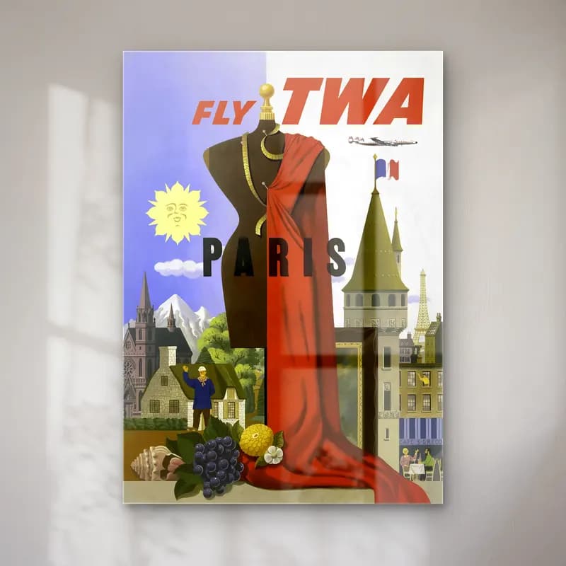 Vintage Poster Paris ve Eyfel Kulesi – Sarı Tonlar cam tablo — Vintage Poster Paris ve Eyfel Kulesi – Sarı Tonlar — vintage poster paris ve eyfel kulesi