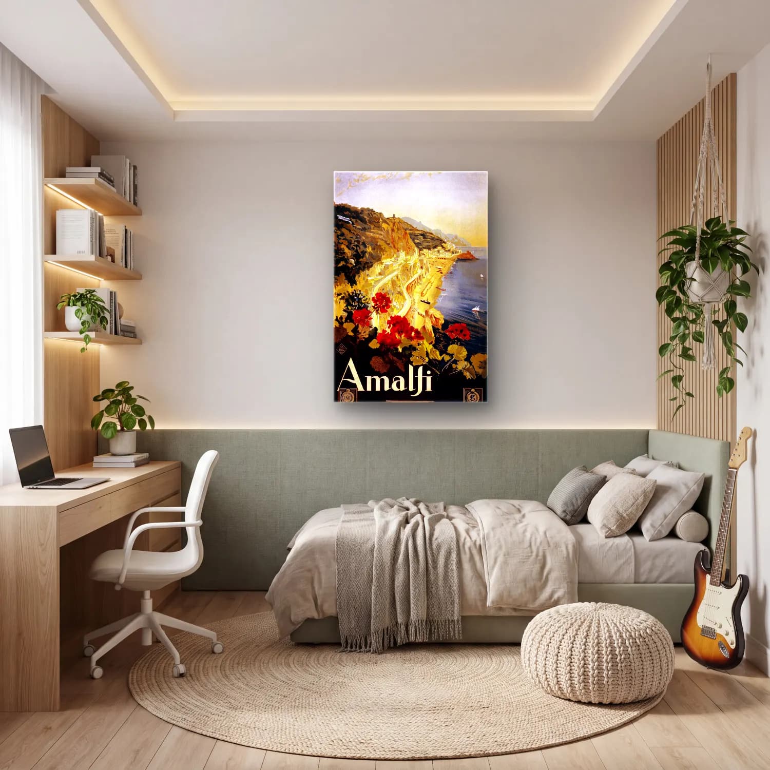 Vintage Poster İtalyan Sahili No. 4 cam tablo — genç odasında