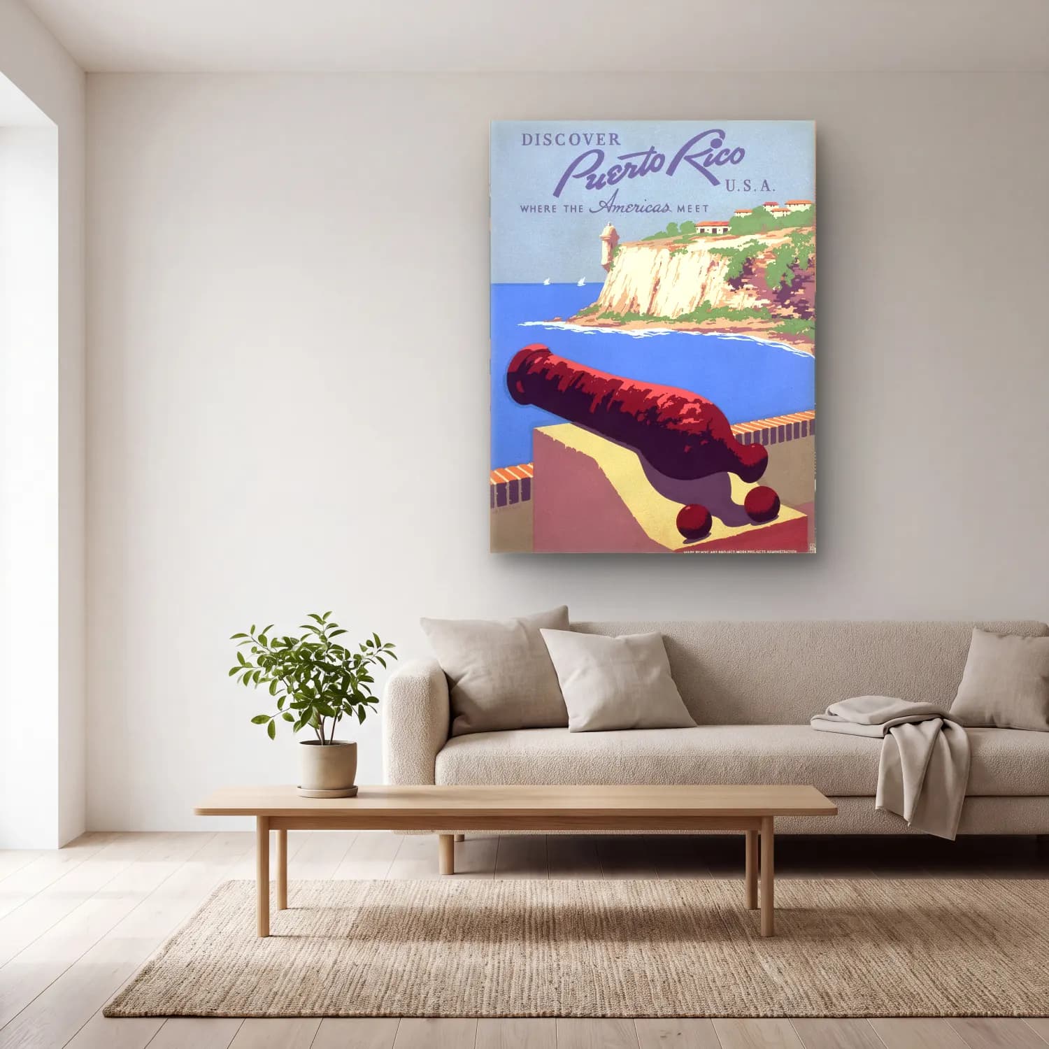Vintage Poster Şampanya cam tablo — açık renk salonda