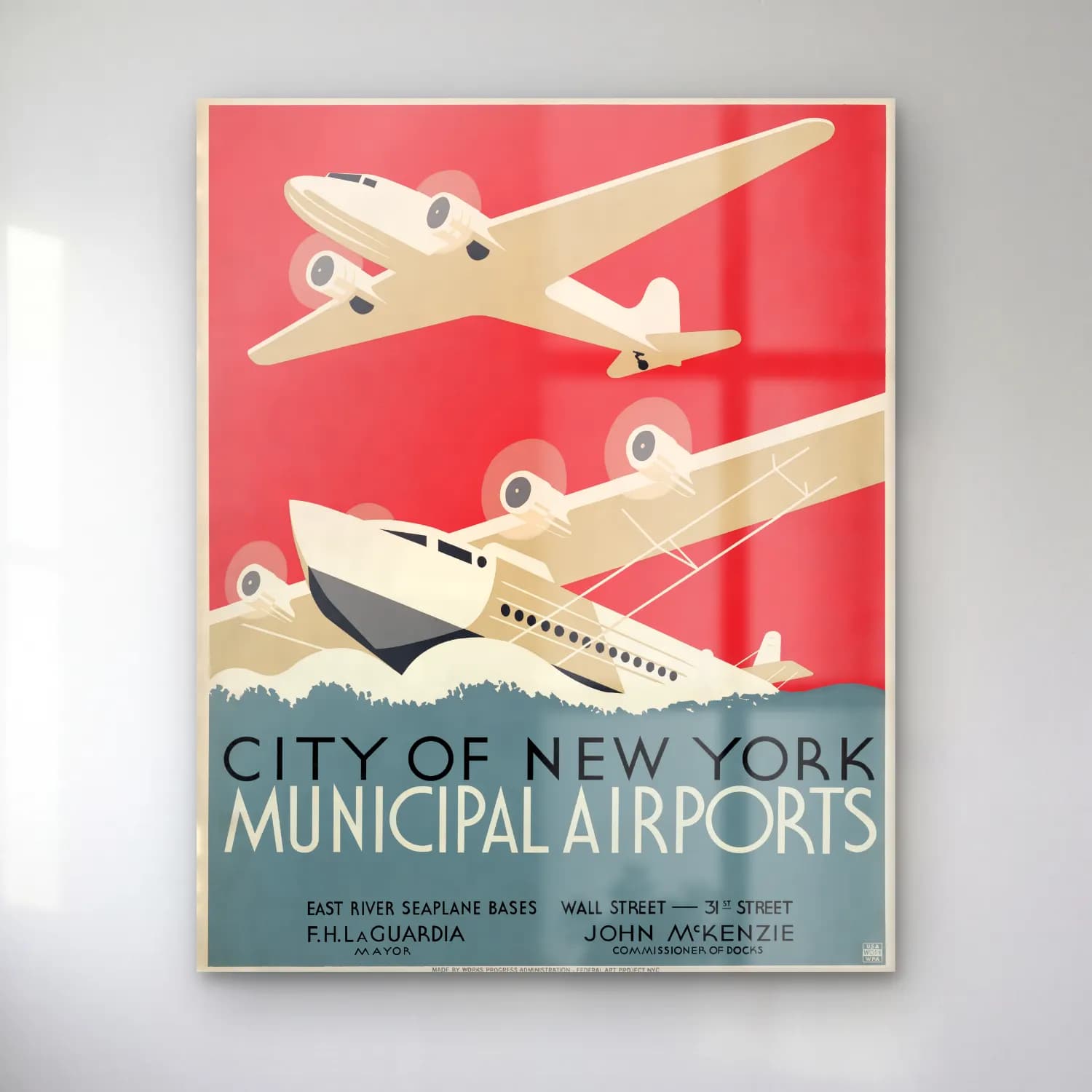 Vintage Poster Uçak – Kırmızı Tonlar cam tablo — Vintage Poster Uçak – Kırmızı Tonlar — vintage poster uçak