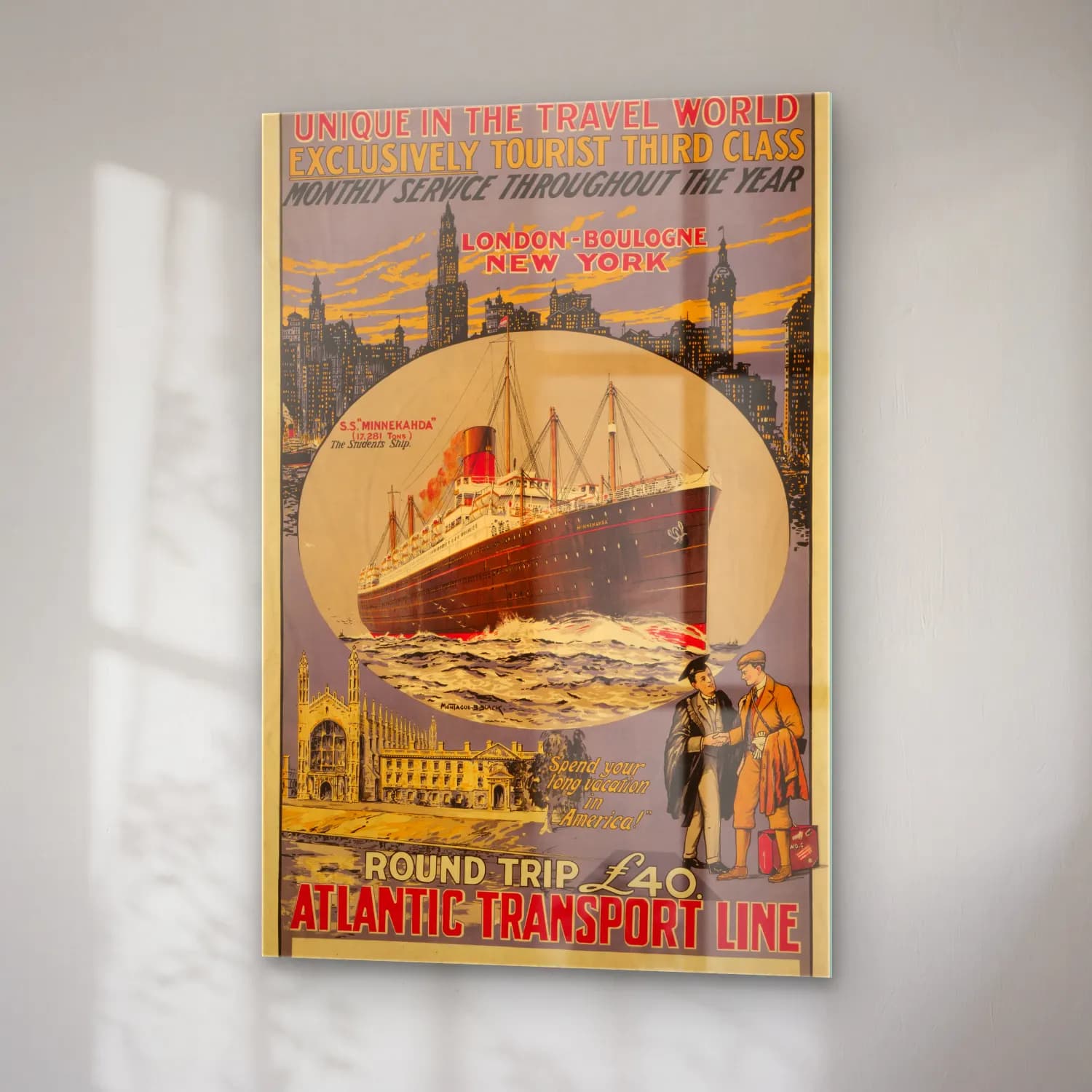 Vintage Poster Tren No. 11 cam tablo — sağ açıdan görünüm