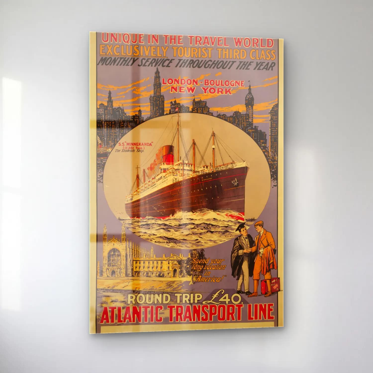 Vintage Poster Tren No. 11 cam tablo — sol açıdan görünüm