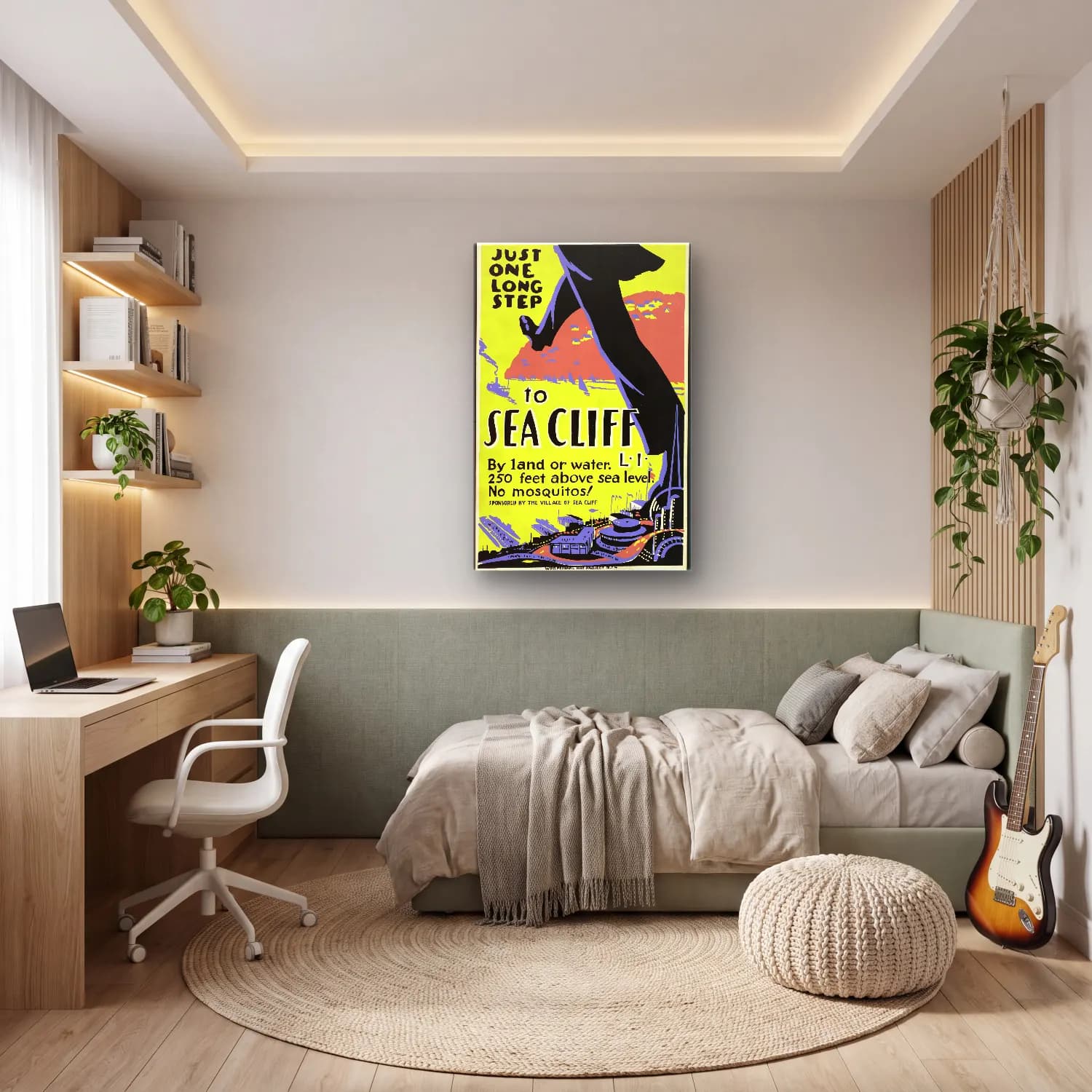 Vintage Poster Deniz Feneri cam tablo — genç odasında