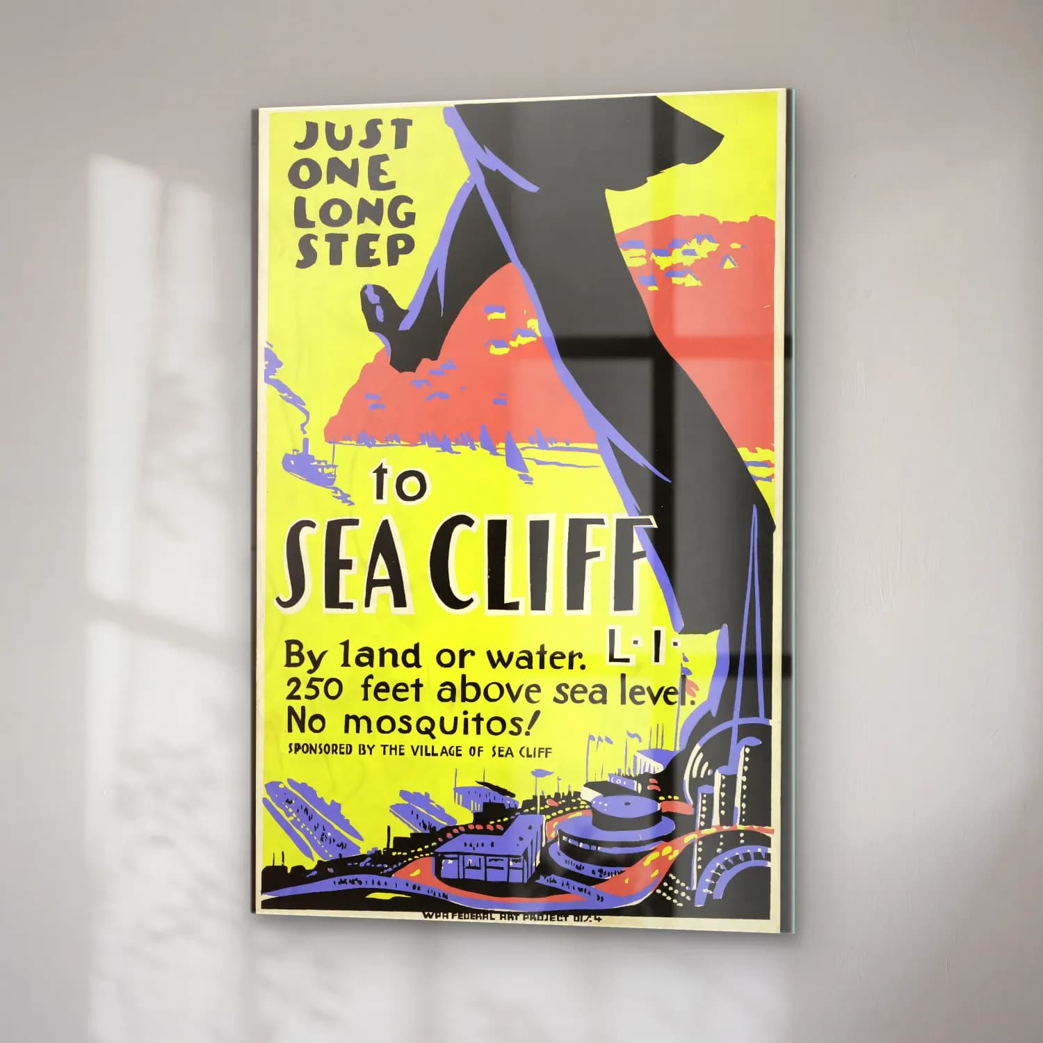 Vintage Poster Deniz Feneri cam tablo — sağ açıdan görünüm
