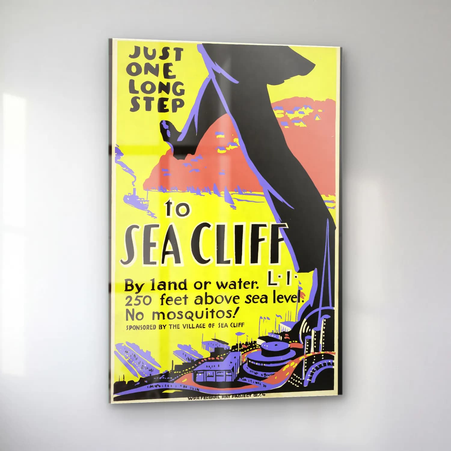 Vintage Poster Deniz Feneri cam tablo — sol açıdan görünüm