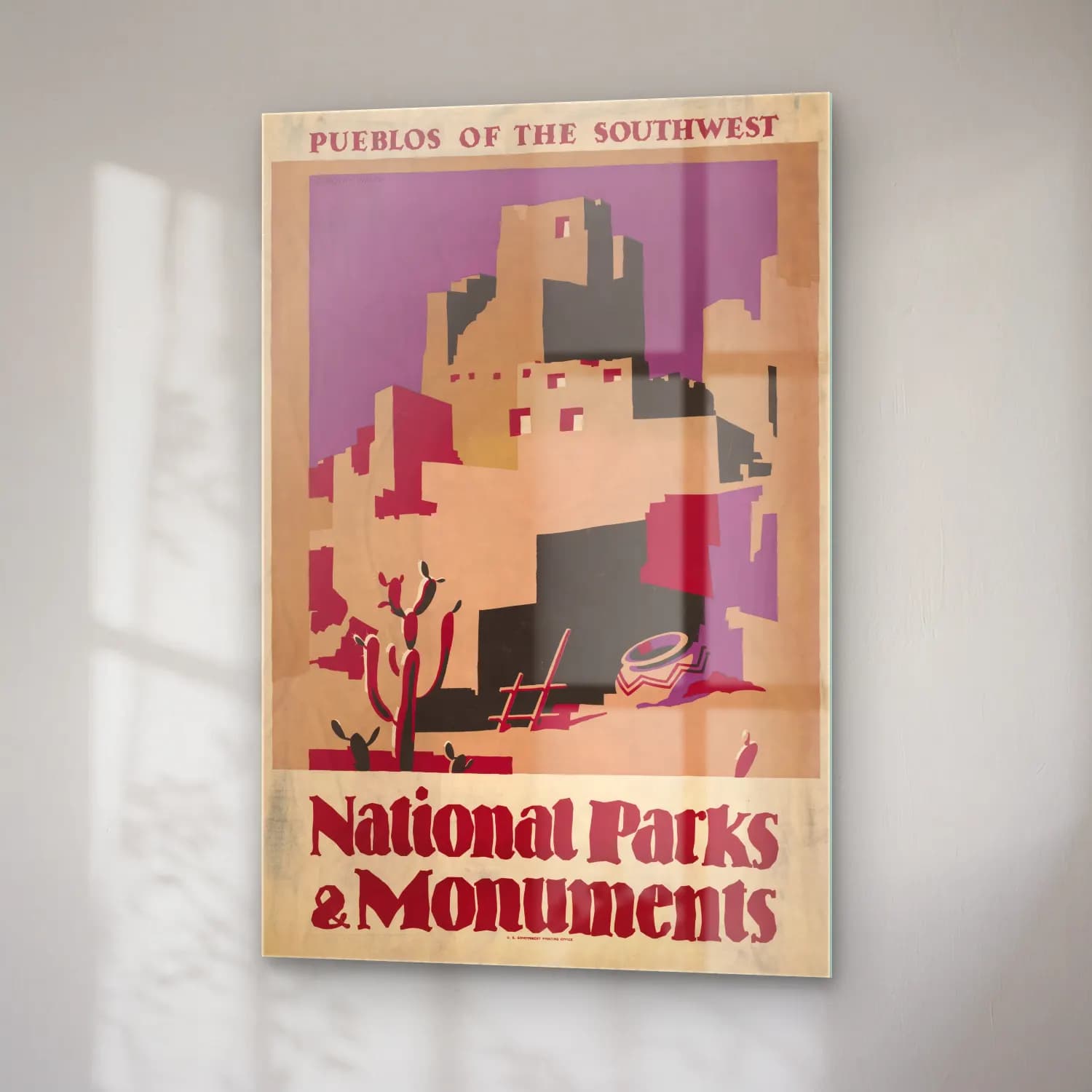 Vintage Poster Antik Kalıntılar – Mor Tonlar cam tablo — sağ açıdan görünüm