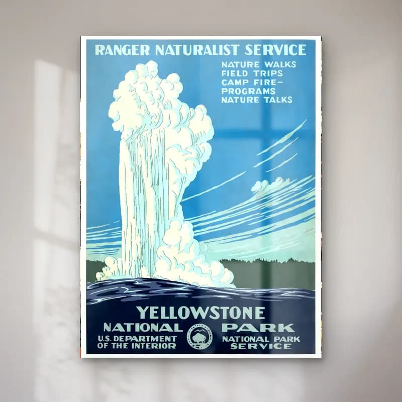 Vintage Poster Şelale – Sarı Tonlar cam tablo — Vintage Poster Şelale – Sarı Tonlar — vintage poster şelale