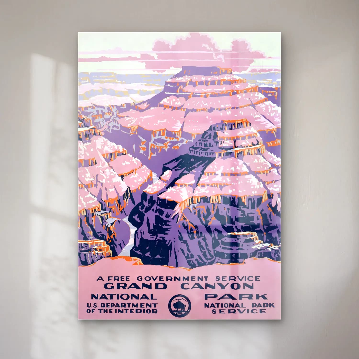 Vintage Poster Dağ Manzarası – Pembe Tonlar cam tablo — Vintage Poster Dağ Manzarası – Pembe Tonlar — vintage poster dağ manzarası
