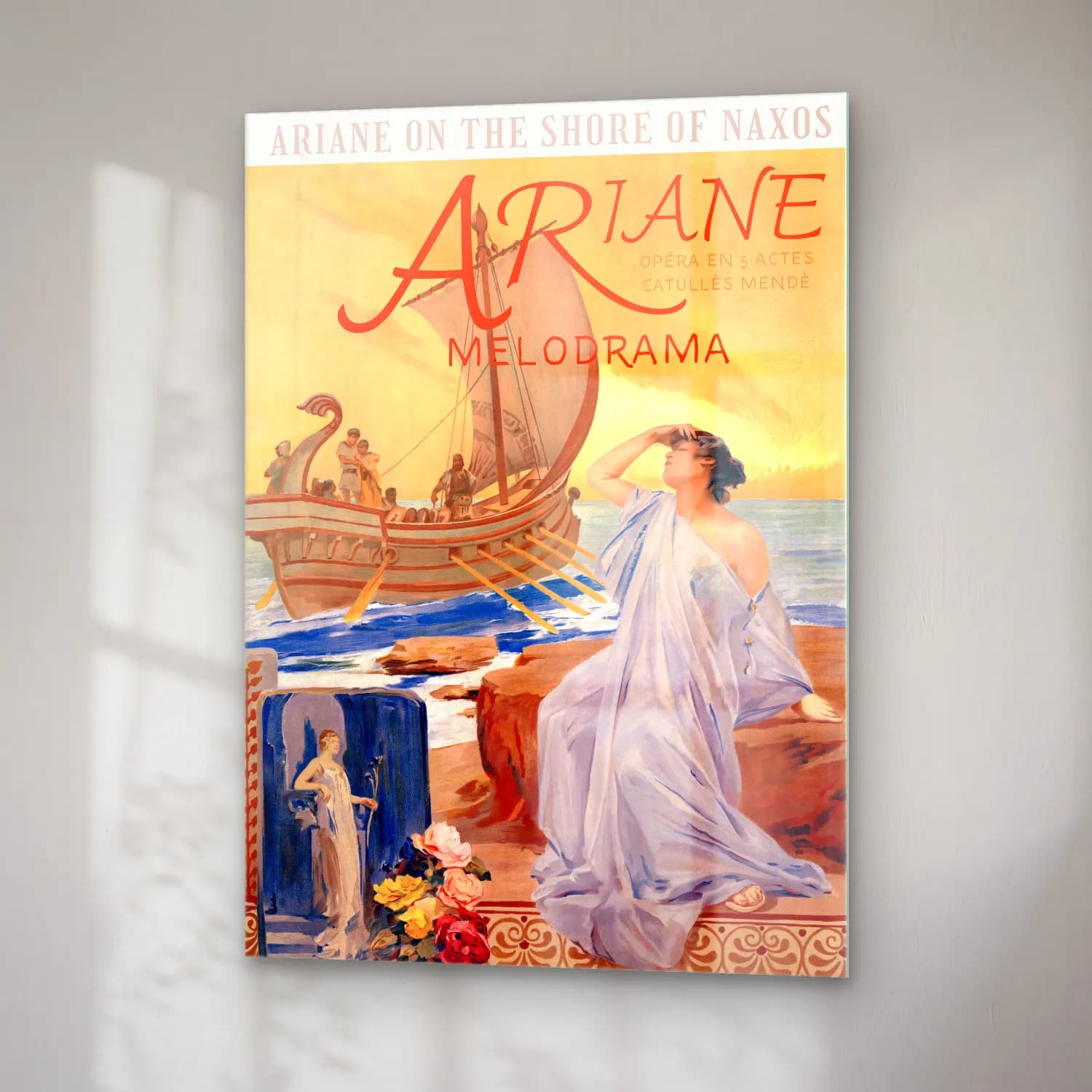 Vintage Poster Mitolojik Sahne No. 4 cam tablo — sağ açıdan görünüm