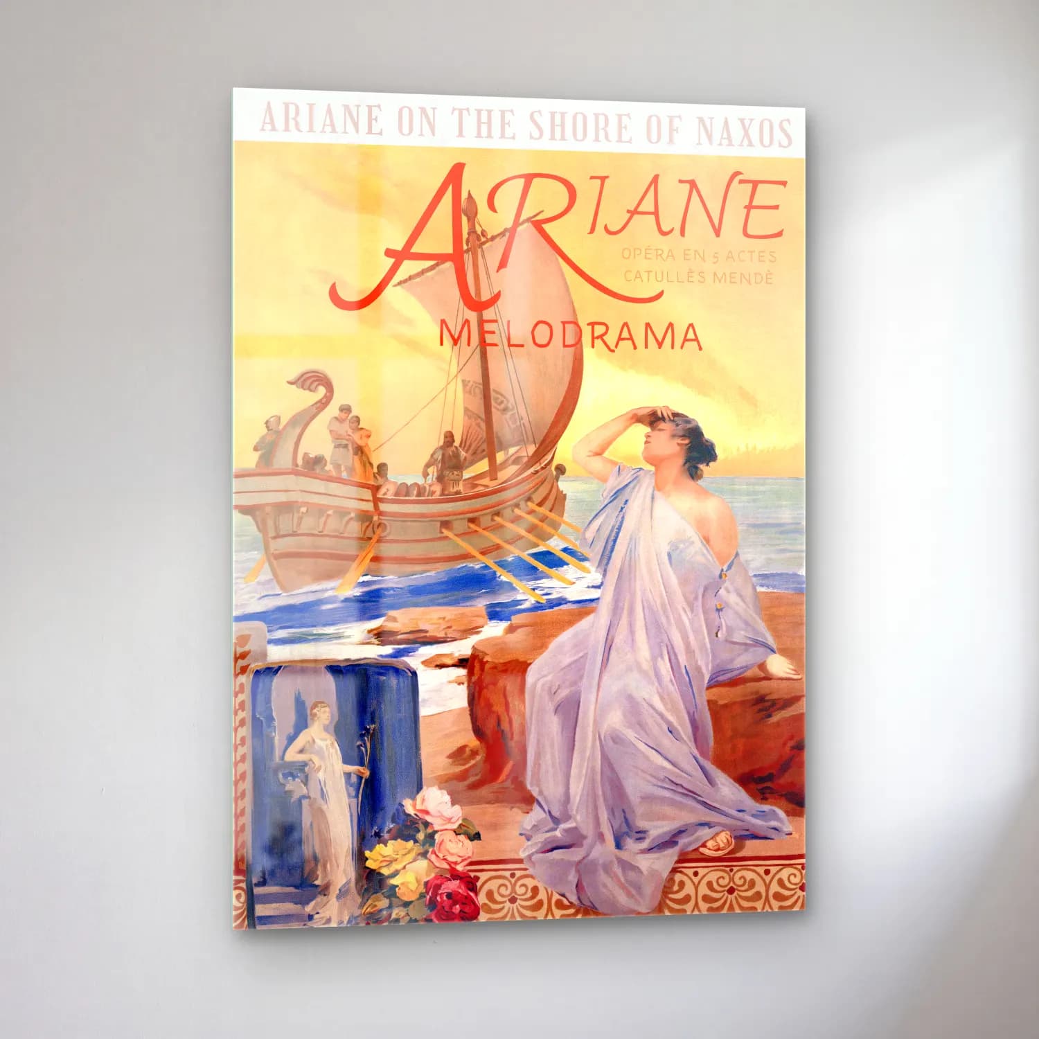 Vintage Poster Mitolojik Sahne No. 4 cam tablo — sol açıdan görünüm