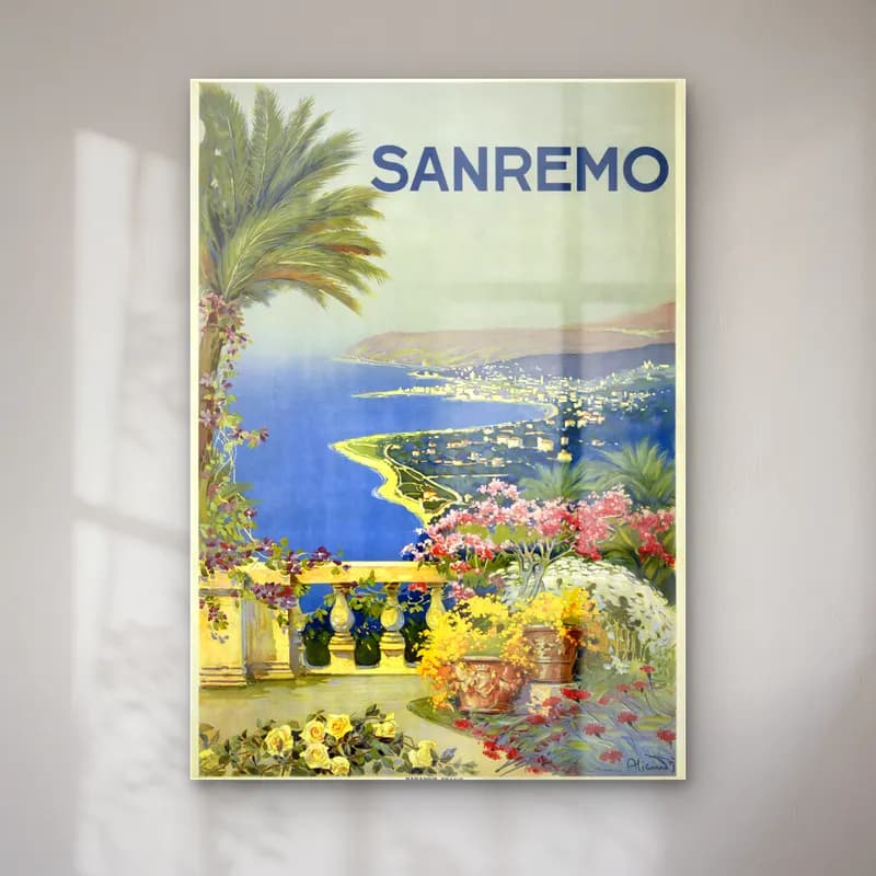 Vintage Poster Akdeniz Sahil Kasabası No. 28 cam tablo — Vintage Poster Akdeniz Sahil Kasabası No. 28 — vintage poster akdeniz sahil kasabası