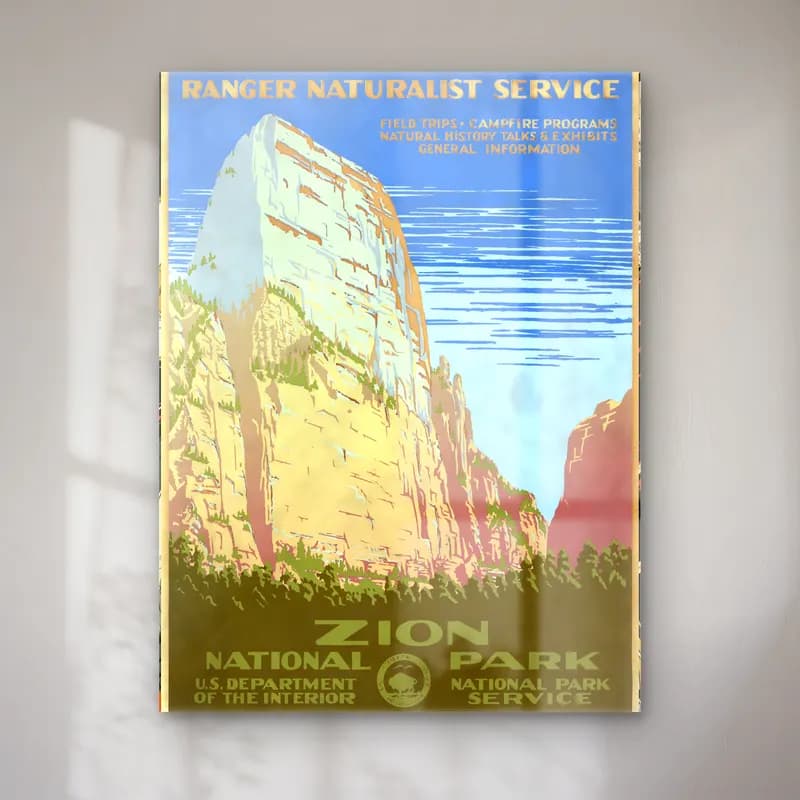 Vintage Poster Dağ Manzarası – Bej Tonlar cam tablo — Vintage Poster Dağ Manzarası – Bej Tonlar — vintage poster dağ manzarası