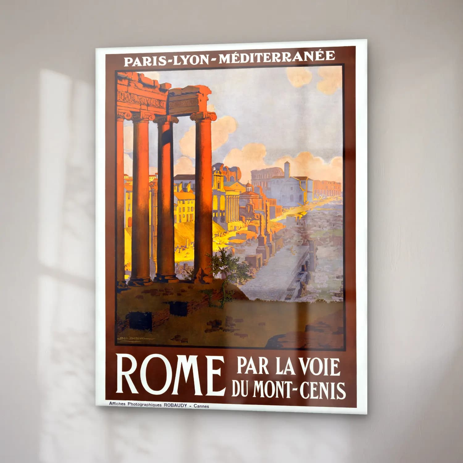 Vintage Poster Roma – Turuncu Tonlar cam tablo — sağ açıdan görünüm