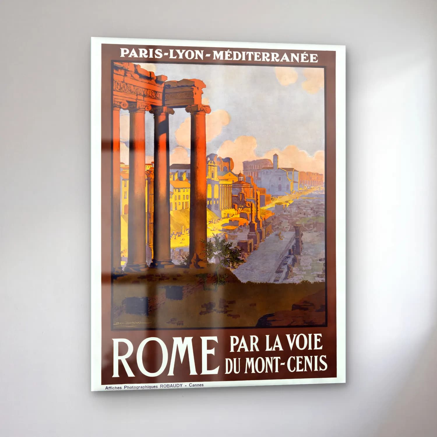 Vintage Poster Roma – Turuncu Tonlar cam tablo — sol açıdan görünüm