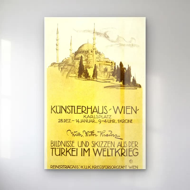 Vintage Poster İstanbul – Bej Tonlar cam tablo — Vintage Poster İstanbul – Bej Tonlar — vintage poster i̇stanbul