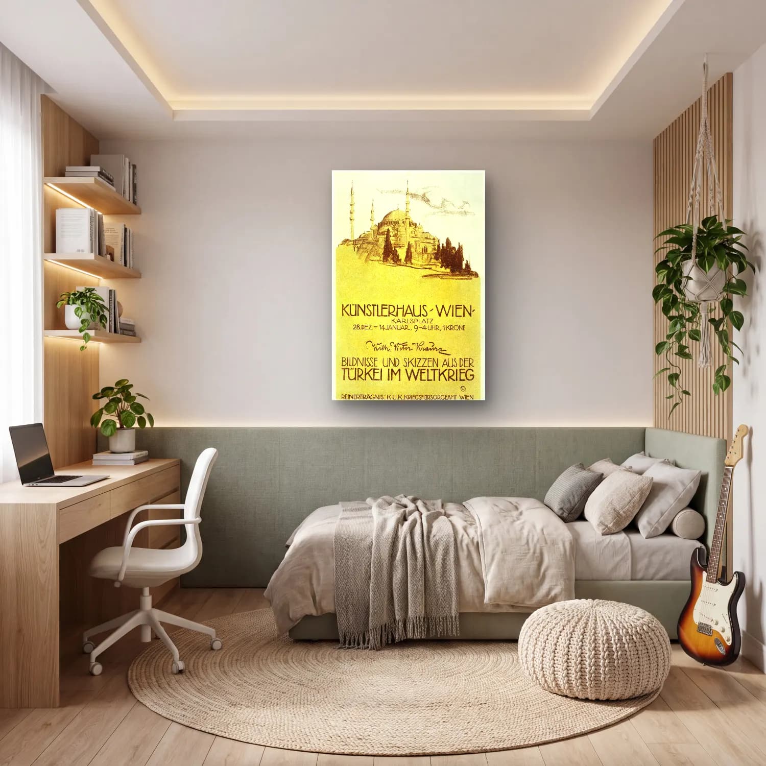 Vintage Poster İstanbul – Bej Tonlar cam tablo — genç odasında