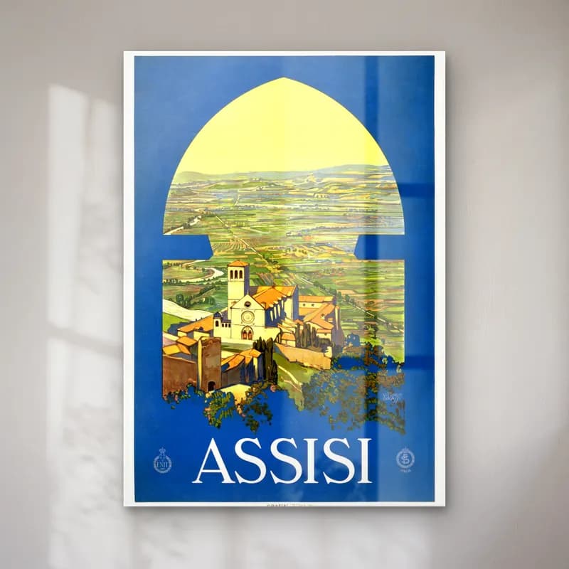 Vintage Poster Akdeniz Sahil Kasabası – Mavi Tonlar cam tablo — Vintage Poster Akdeniz Sahil Kasabası – Mavi Tonlar — vintage poster akdeniz sahil kasabası