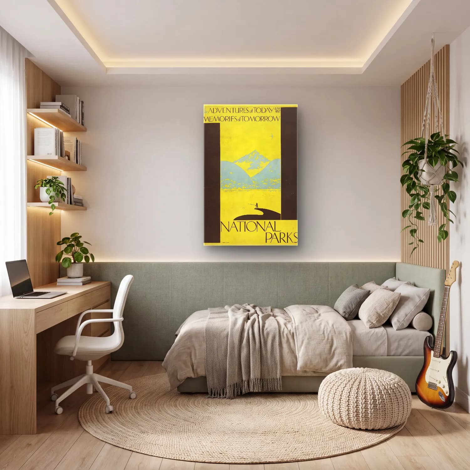 Vintage Poster Göl ve Dağlar No. 14 cam tablo — genç odasında