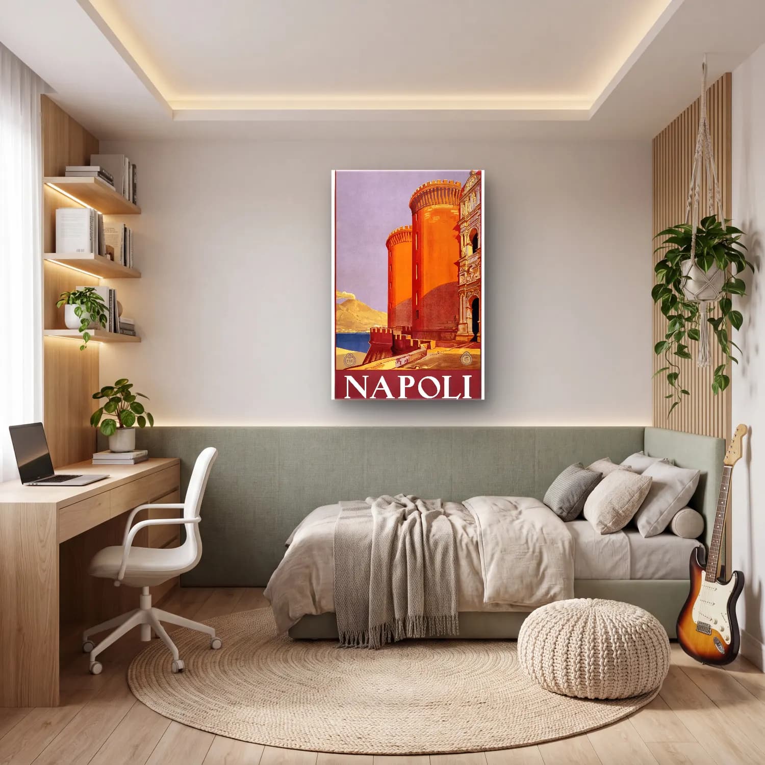 Vintage Poster Akdeniz Sahil Kasabası No. 30 cam tablo — genç odasında