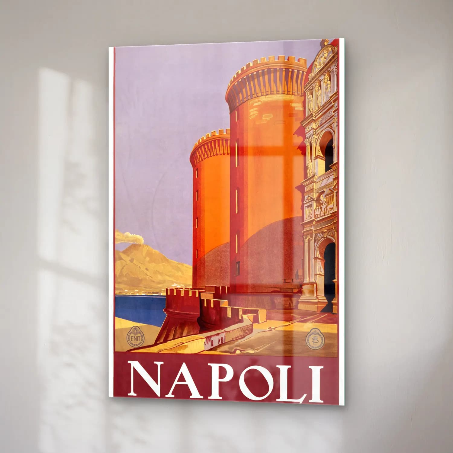 Vintage Poster Akdeniz Sahil Kasabası No. 30 cam tablo — sağ açıdan görünüm