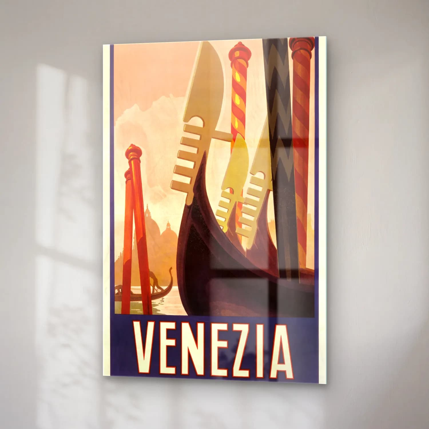 Vintage Poster Venedik Kanalları cam tablo — sağ açıdan görünüm